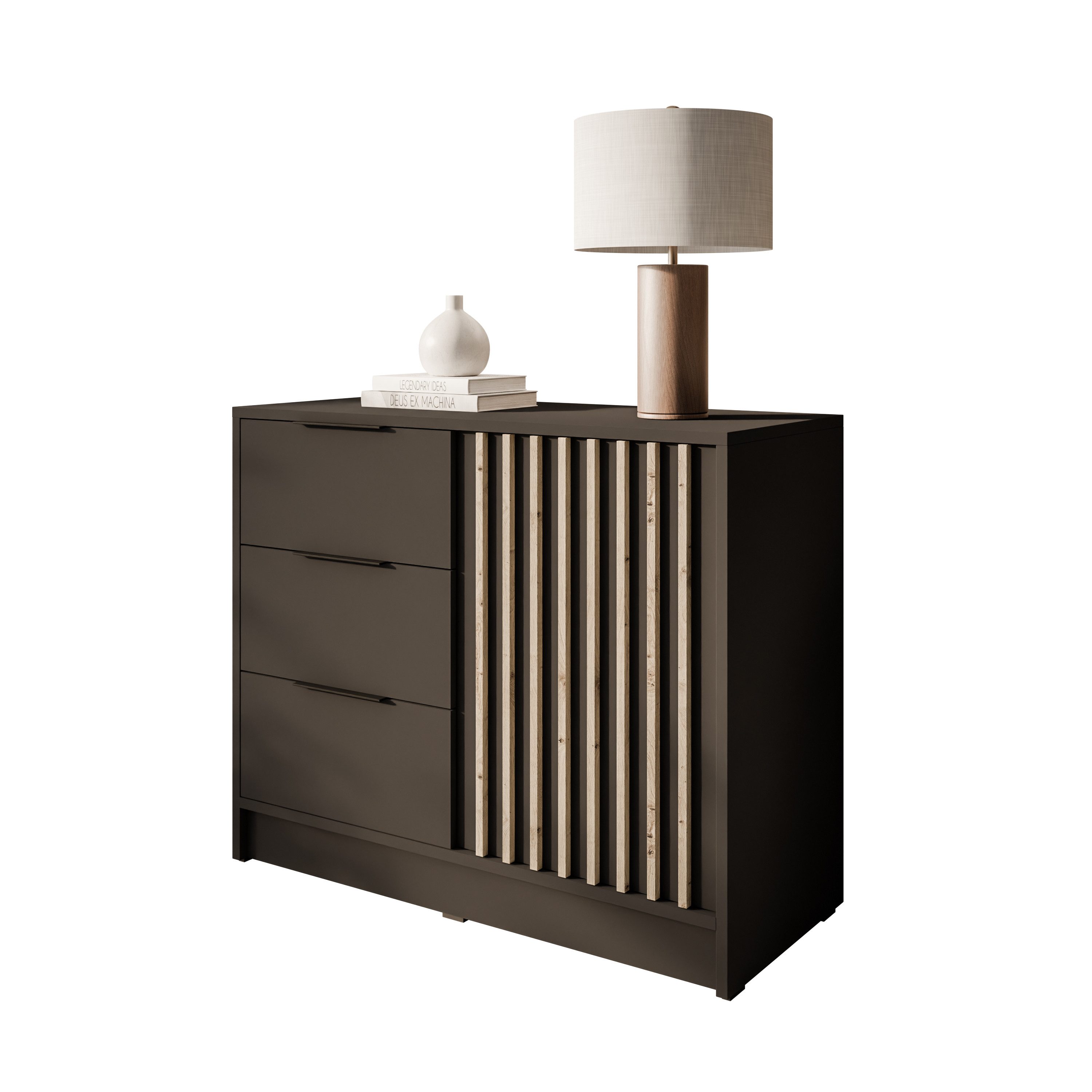Lookway Kommode NELA 2D moderne Lamellenkommode mit Schubladen