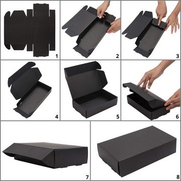 Kurtzy Geschenkbox Schwarze Präsentationskästen (50 Stück) - Kartonboxen (19x11x4,5cm), Schwarze Geschenkboxen (50 Stk) - Rechteckige Kraftpapierboxen