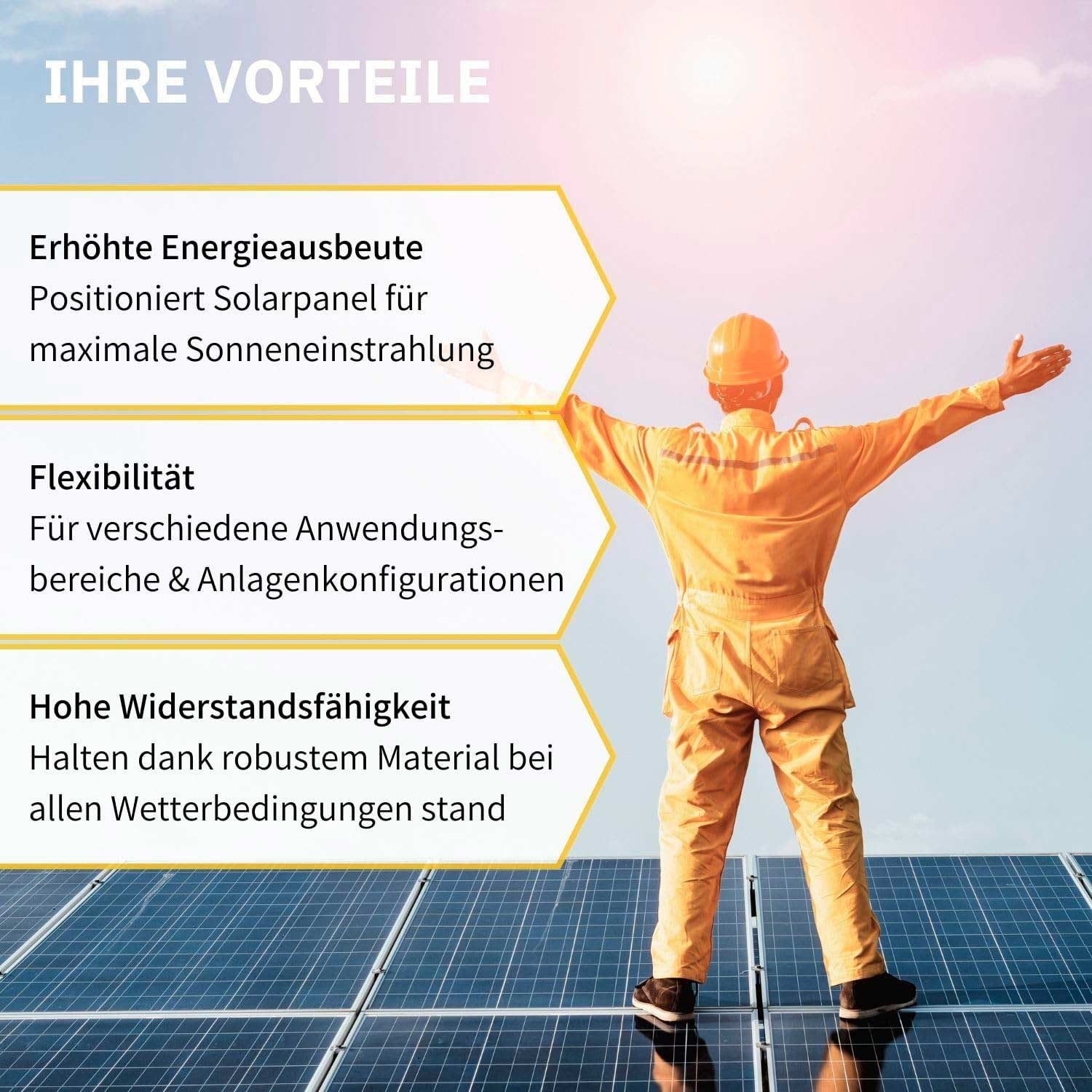 avoltik Solarmodul-Halterung Solar Halterung Montageset Schiene 400mm Flachach für 1-4 Solarmodule, (Solar Halterung Flachdach Montageset mit 400mm Montageschie – Bild 5 von 5