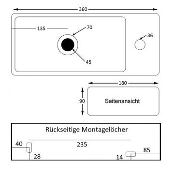 NEG Waschbecken NEG Hänge-Waschbecken Uno41H extra klein mit Monta (41H)