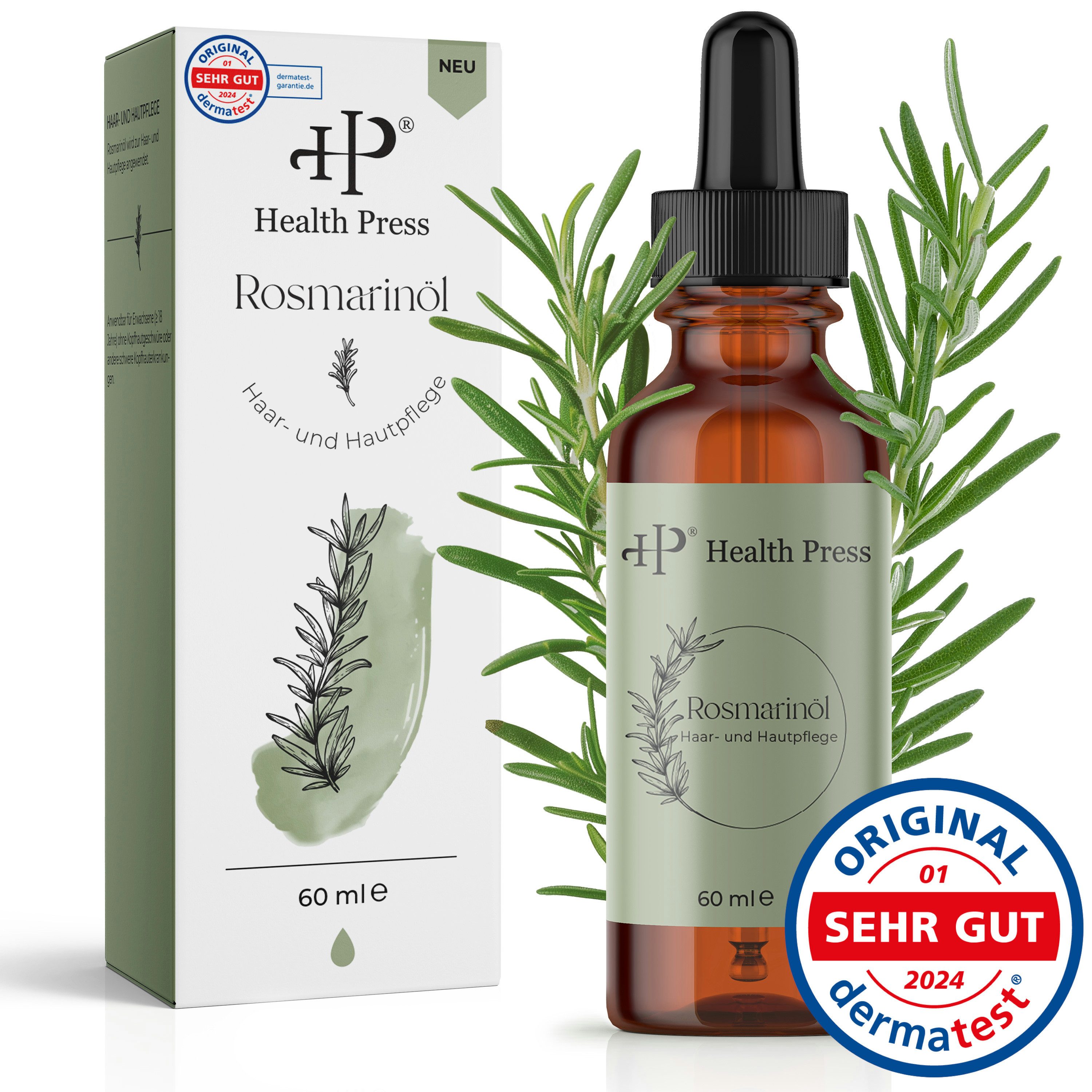 Health Press Haaröl Rosmarinöl 60ml, Dermatologisch getestet