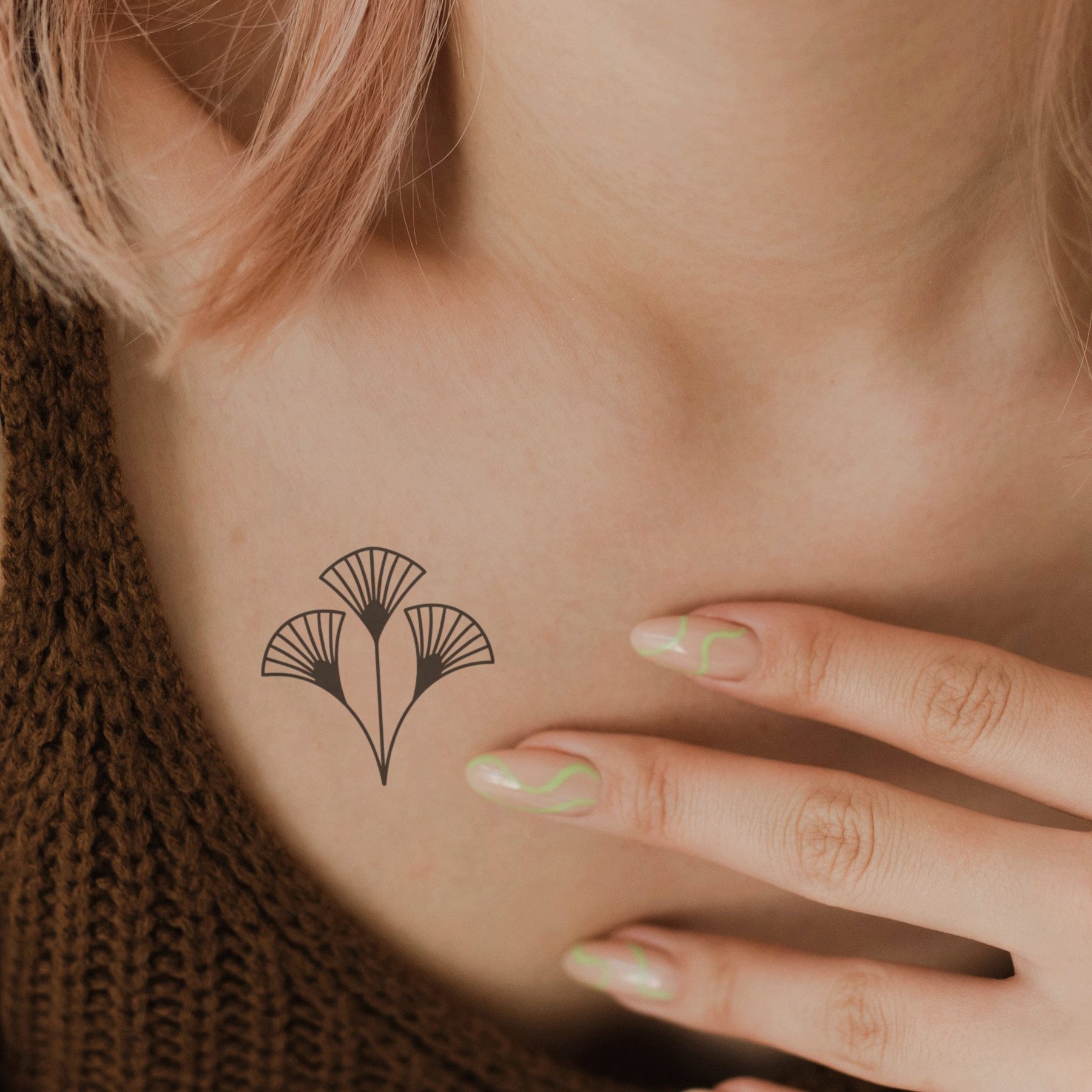 Inkster Schmuck-Tattoo Japanische Pflanzen Tattoo, wasserfestes temporäres Tattoo, 2 Wochen Halt
