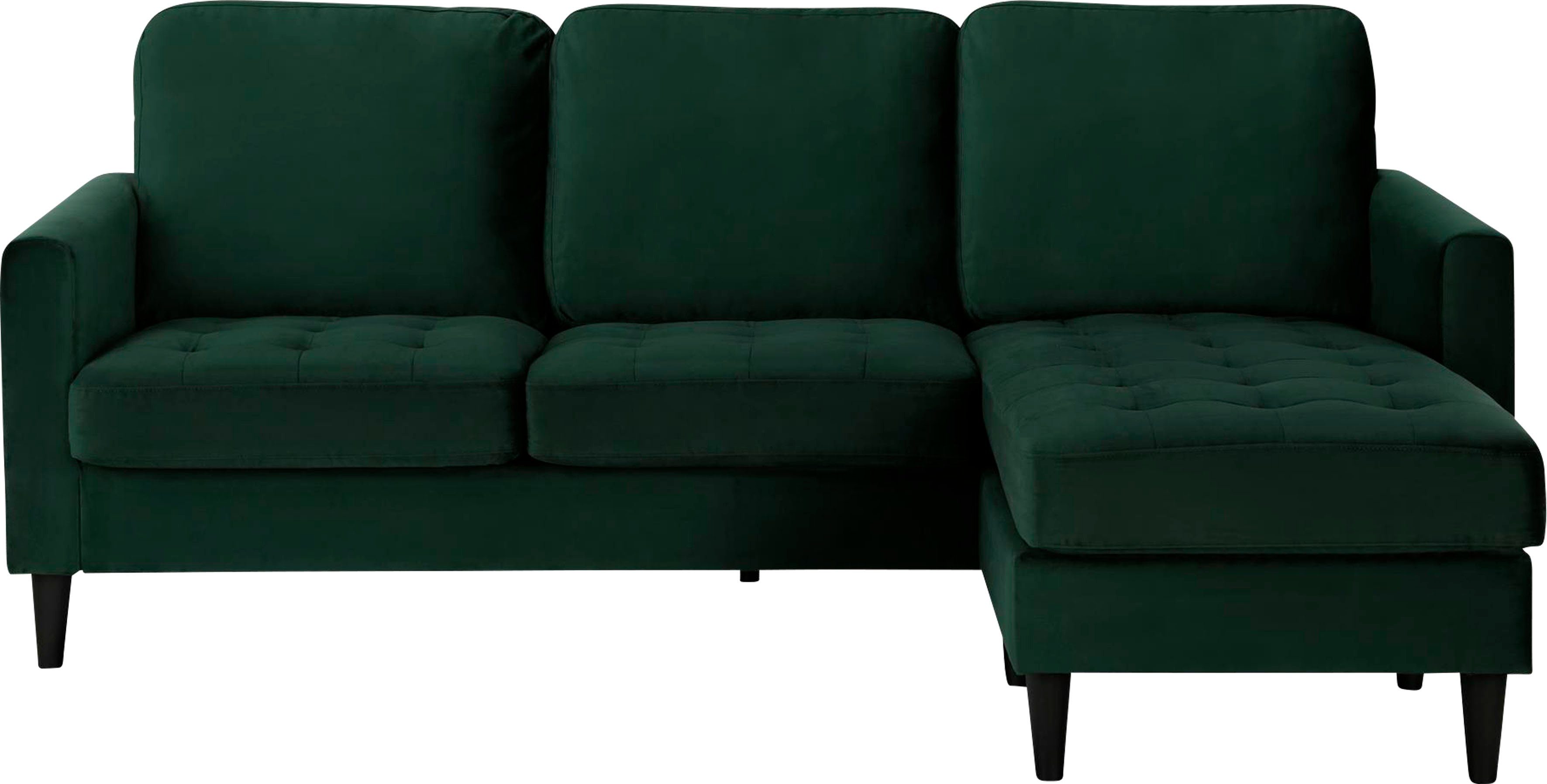 CosmoLiving by Cosmopolitan Ecksofa Strummer, 1 Teile, in Veloursstoff, mane beidseitig montierbar, Sitzhöhe 46 cm grün/schwarz | grün | grün