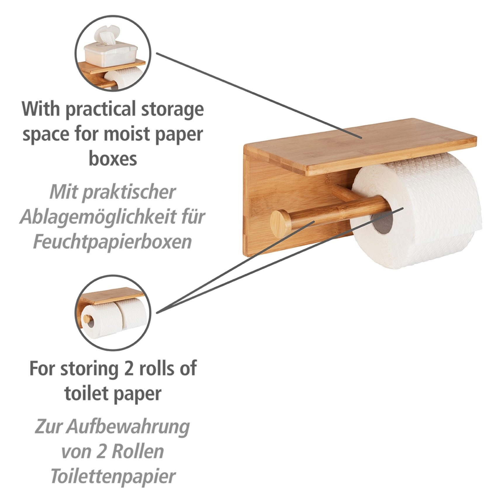 WENKO Toiletten-Ersatzrollenhalter Bambusa, aus Bambus – Bild 2 von 5