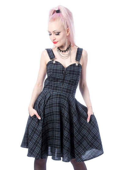 Heartless A-Linien-Kleid Zosia Dress Grau Kariert Cyber Punk Nu Goth Tartan Dress