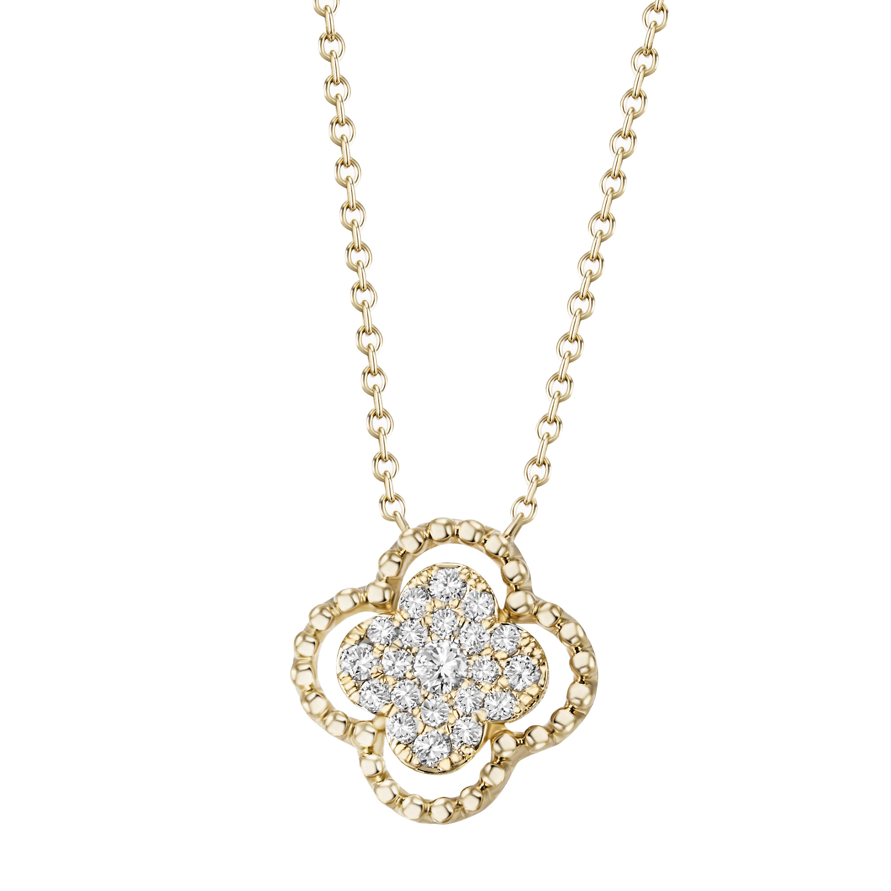 Firetti Kette mit Anhänger Schmuck Geschenk Silber 925 Halsschmuck Halskette Kleeblatt, mit Zirkonia (synth)