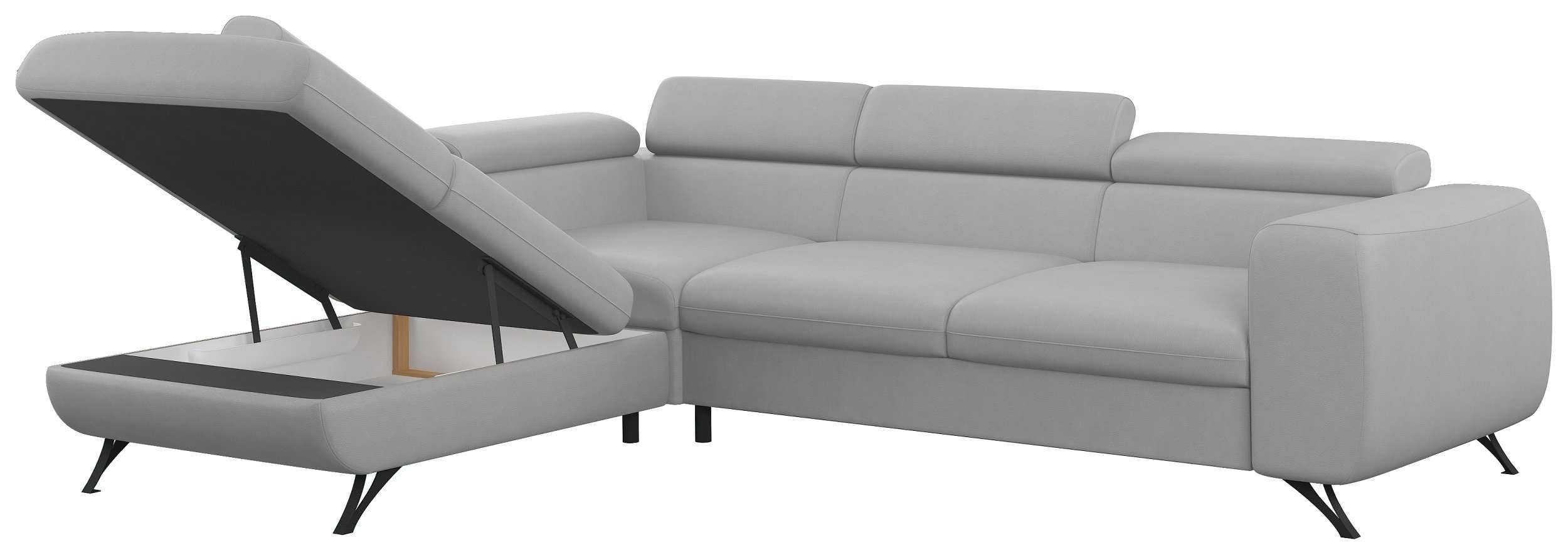 Stylefy Ecksofa Corina, stellbar, frei Modern bestellbar, oder Bettfunktion Raum im und mane Relaxfunktion mit Eckcouch, rechts Bettkasten, Design, links L-Form