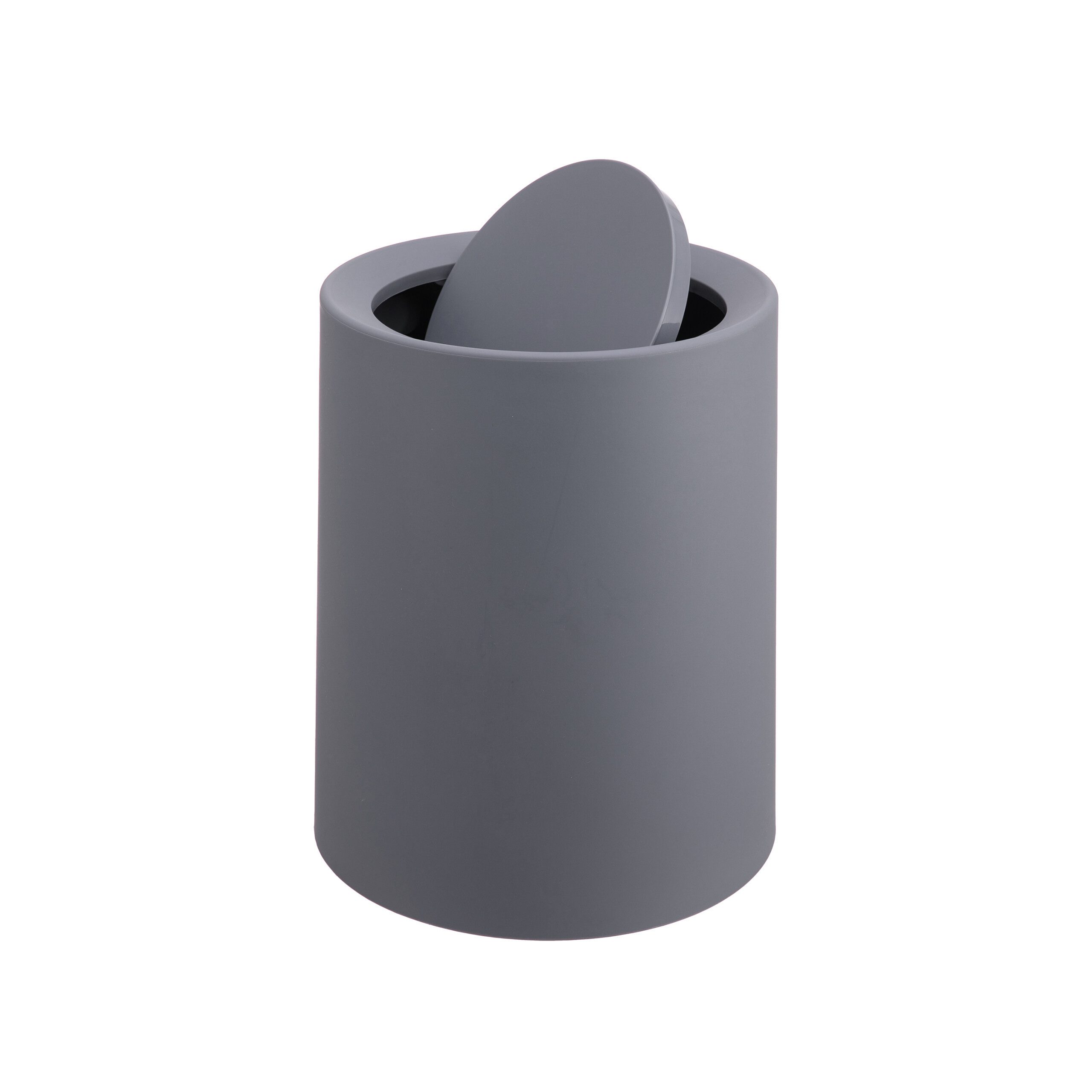 relaxdays Mülleimer mit Schwingdeckel 13 Lit, Dunkelgrau