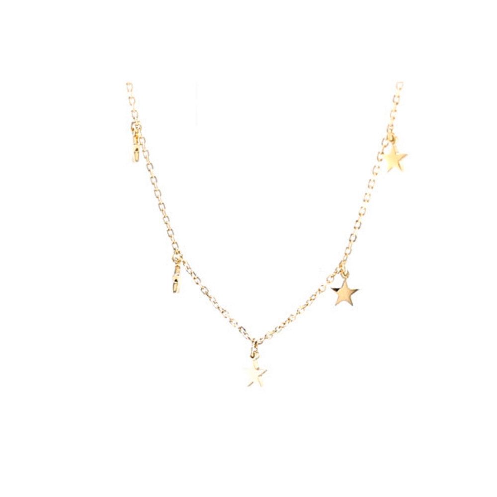 Cavill Silberkette Silbercollier 925 vergoldet mit Stern-Anhänger, 45,5-49,5 cm (1-tlg)