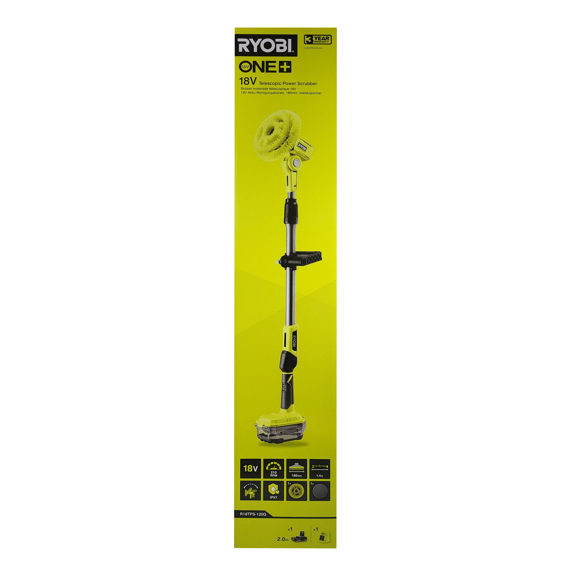 RYOBI Gartenpflege-Set Ryobi R18TPS-0 – teleskopische Rotationsbürste 18 V ONE+ (ohne Akku)