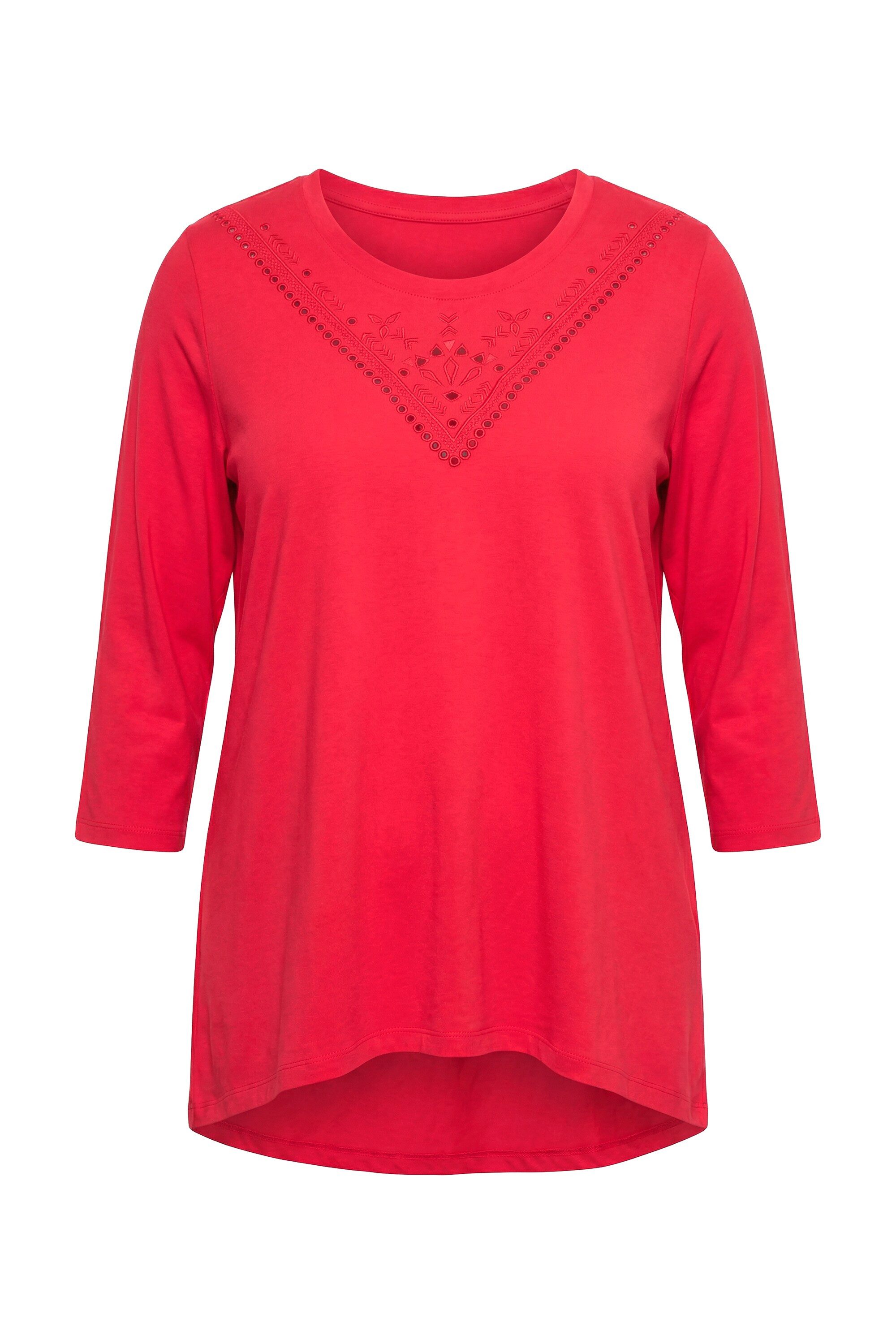Angel of Style T-Shirt T-Shirt längere A-Linie Lochstickerei 3/4-Ärmel günstig online kaufen