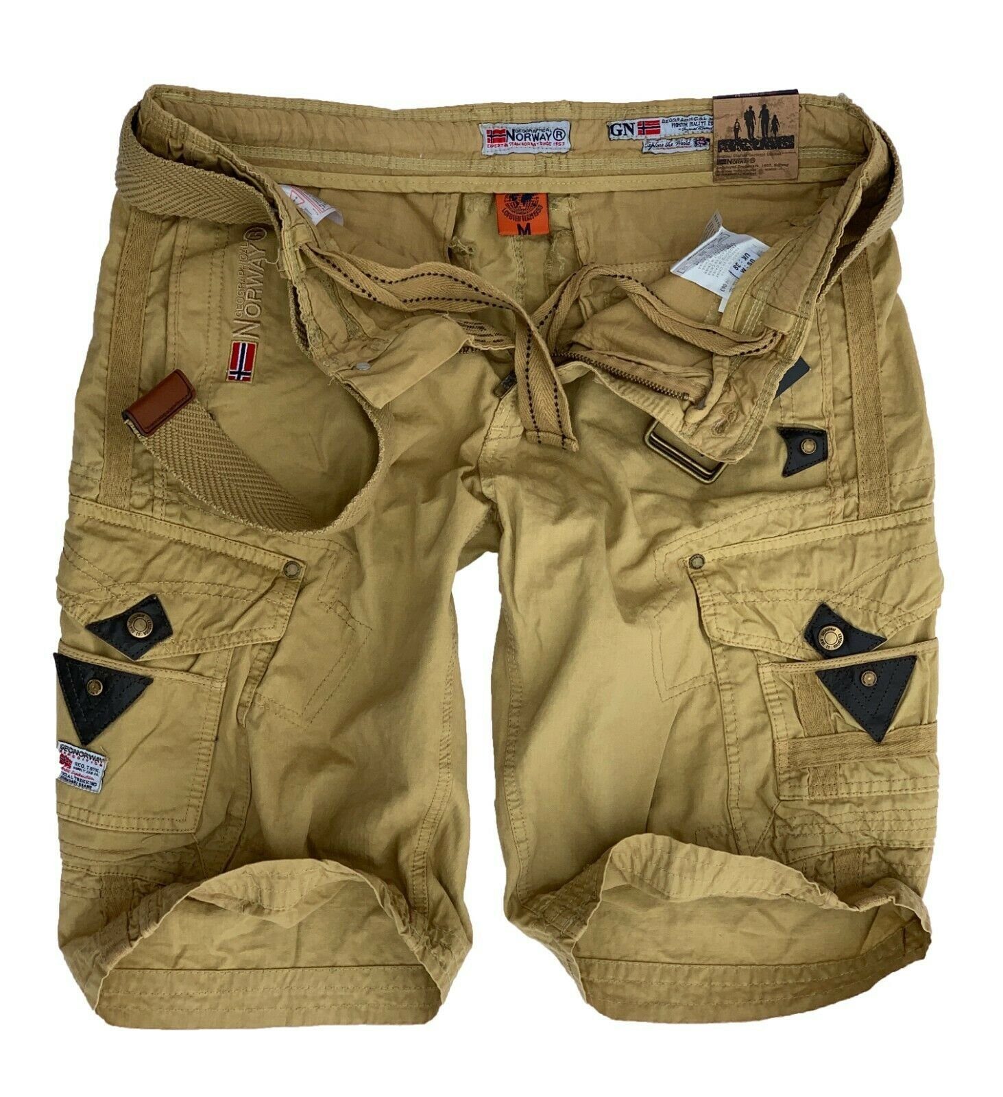 Geographical Norway Shorts Cargo Shorts kurze Hose knielang Short Bermuda Sommer Urlaub Freizeit Beige