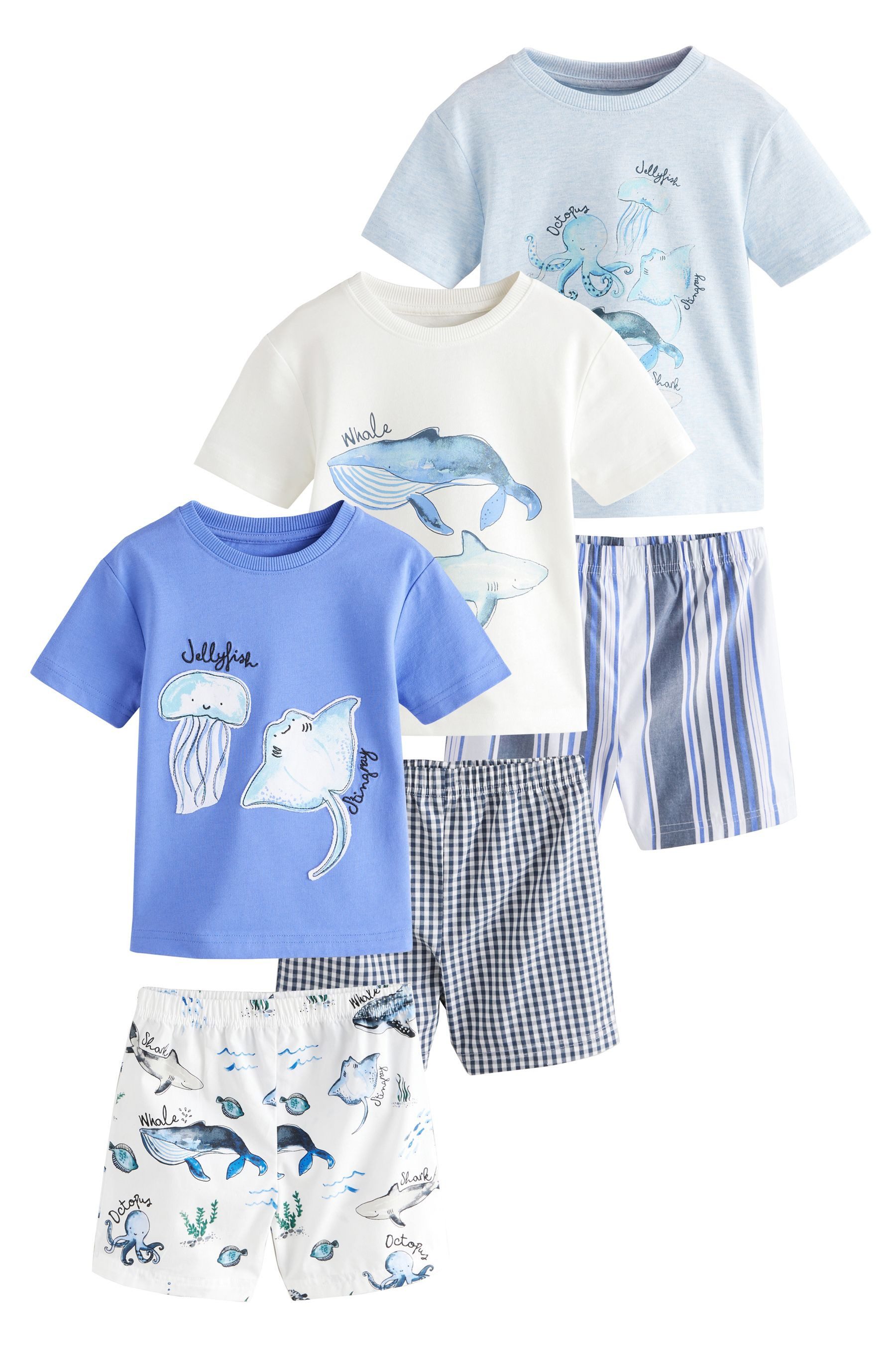 Pyjama Pyjamas mit Shorts aus 100 % Baumwolle, 3er-Pack