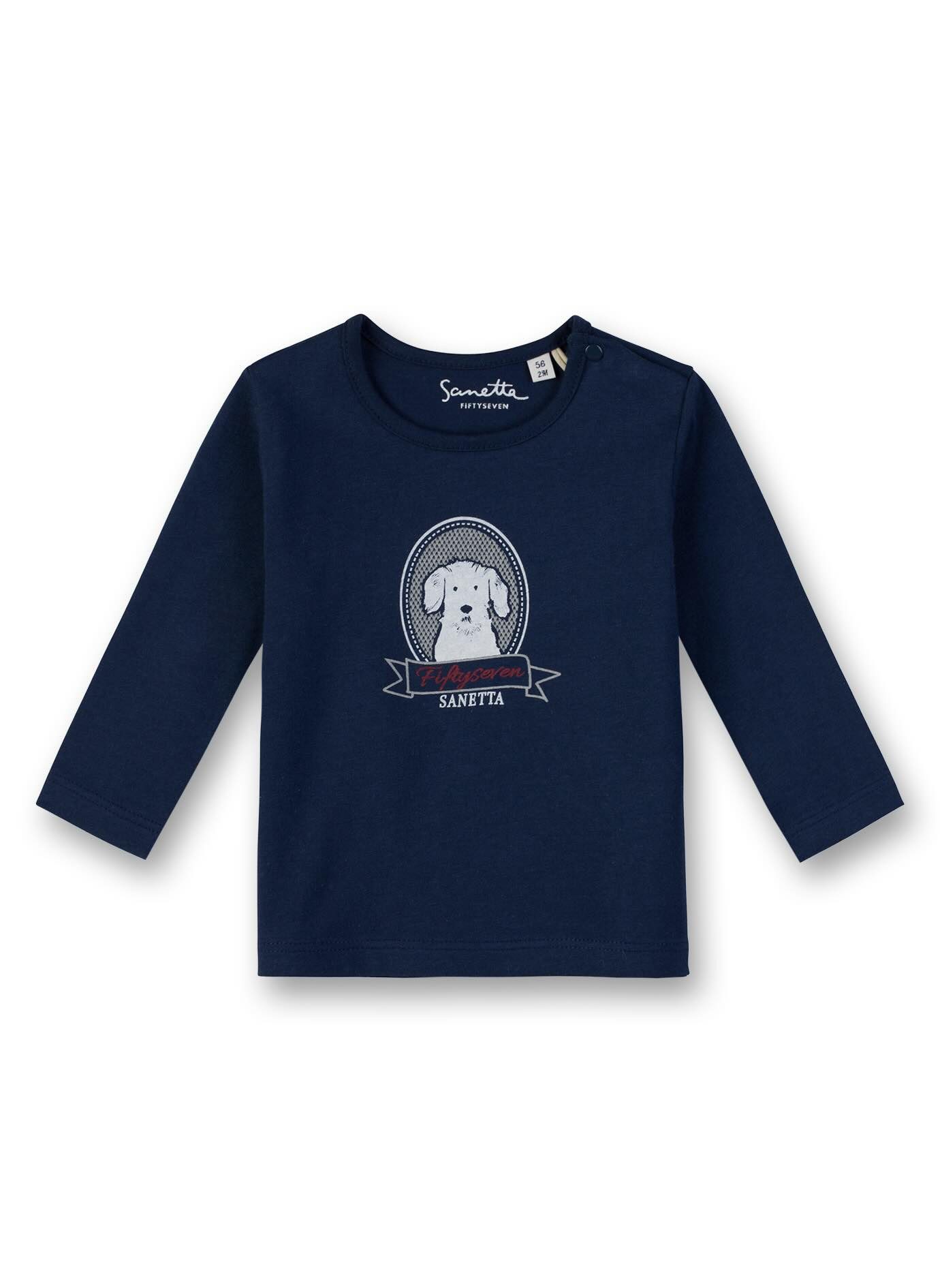 Sanetta Langarmshirt Baby Jungen Langarmshirt navy Baumwolle mit Hund Print