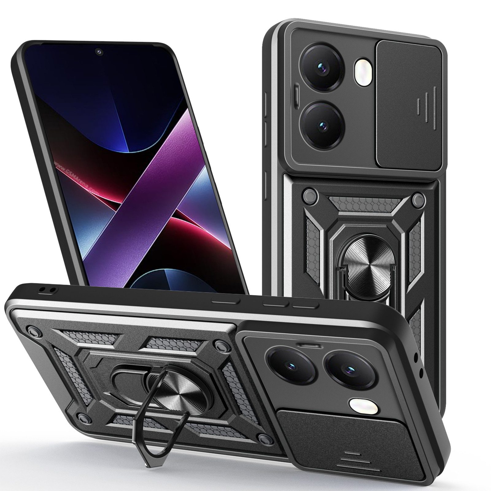 betterfon Handyhülle Panzer Hülle für Poco X7 Pro 5G Outdoor Case mit Kameraschutz, Outdoorhülle mit Ringhalter Smartstand und Silikonkern