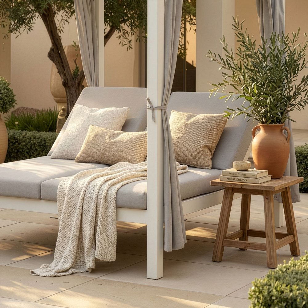 HOME DELUXE Doppelliege Sonnenliege LYON, 3-fach verstellbare Rückenlehne, Wasserabweisendes Sonnendach