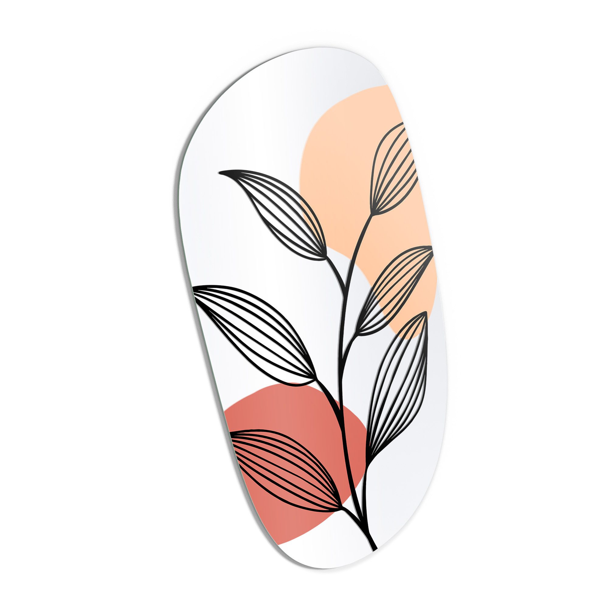 DEQORI Wandspiegel 'Blatt in Balance', Spiegel organisch geformt selbstklebend Wand Wohnzimmer Flur groß XXL