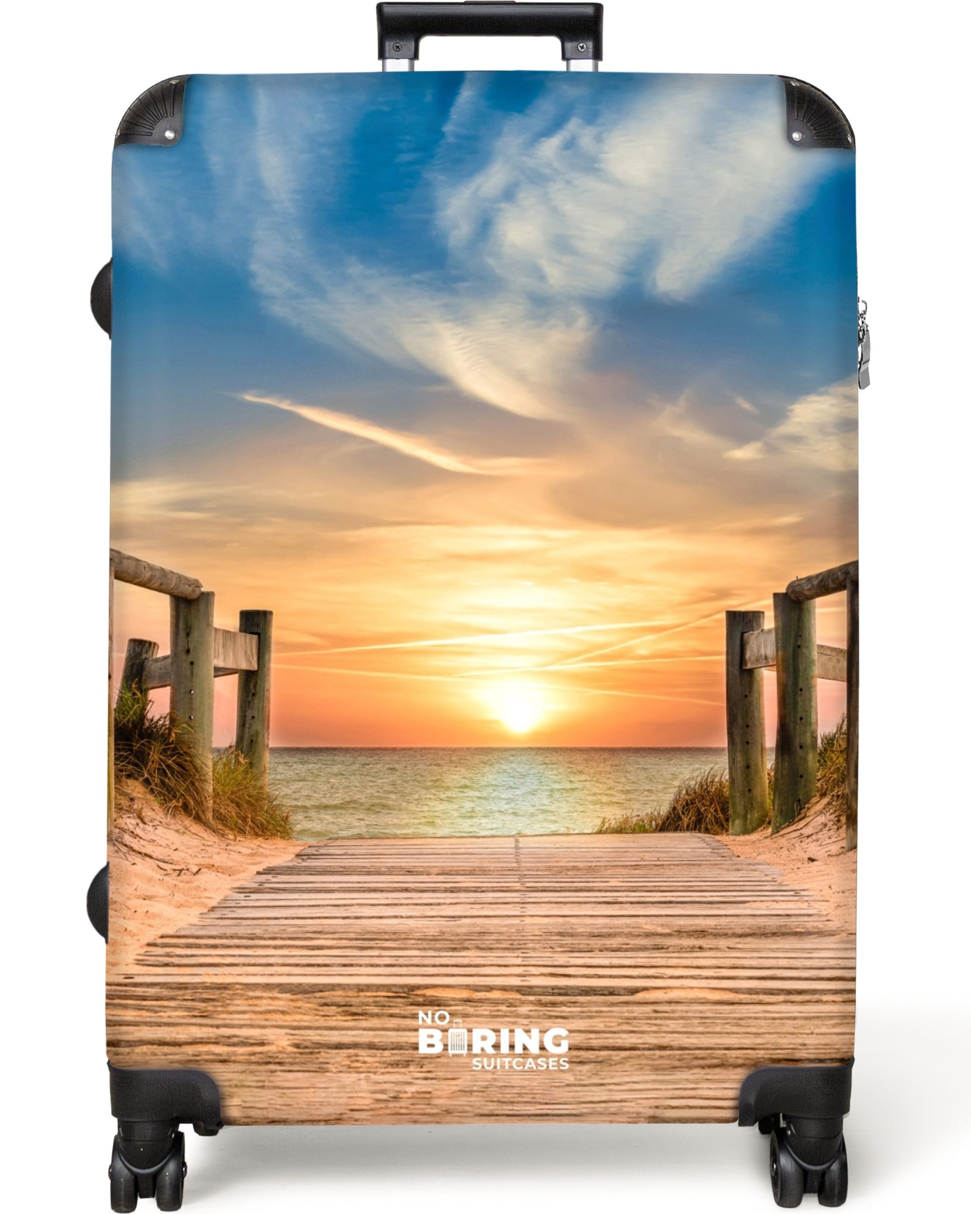 NoBoringSuitcases.com© Hartschalen-Trolley Strandweg bei Sonnenuntergang 77 günstig online kaufen