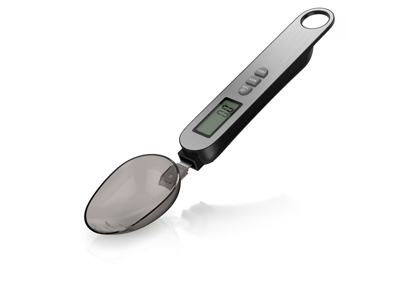 Arendo Löffelwaage Küchenwaage digital, Feinwaage, LCD-Anzeige, max. 500g, 0,1g Auflösung, (1-tlg), 2 abnehmbare Löffel mit Skalierung, Abschaltautomatik 60 s, Edelstahl