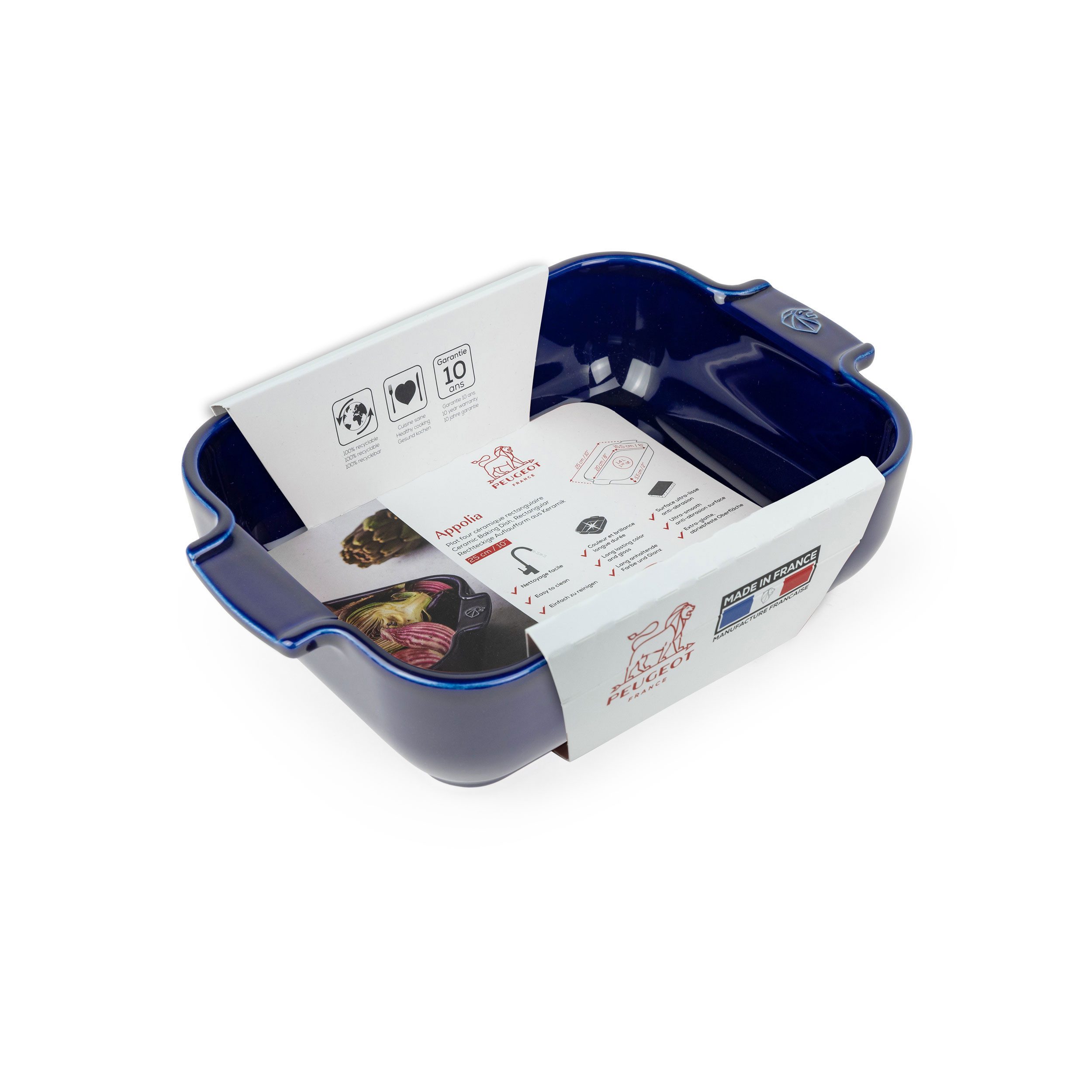 PEUGEOT Auflaufform APPOLIA Keramik 25cm Rechteckig Blau Ofen Spülmasc, Keramik, Keramik