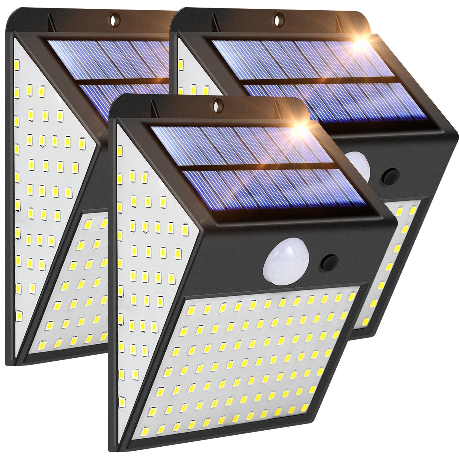 MUPOO LED Außen-Wandleuchte 128/170LED Solarleuchte 300°Weitwinkel günstig online kaufen