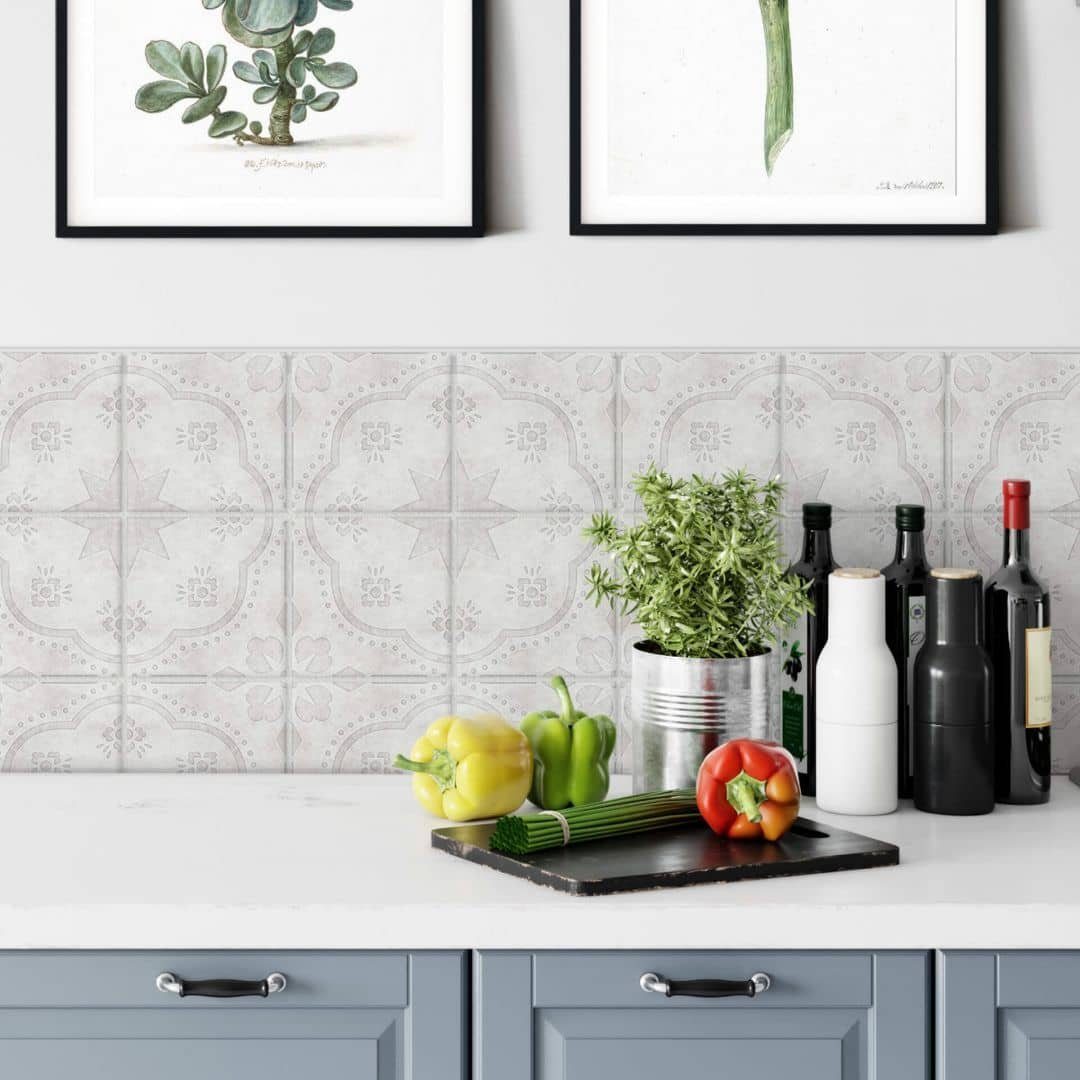 K&L Wall Art Fliesenaufkleber Sterne mit Beton-Optik, retro, grau, selbstklebend, 12er Set