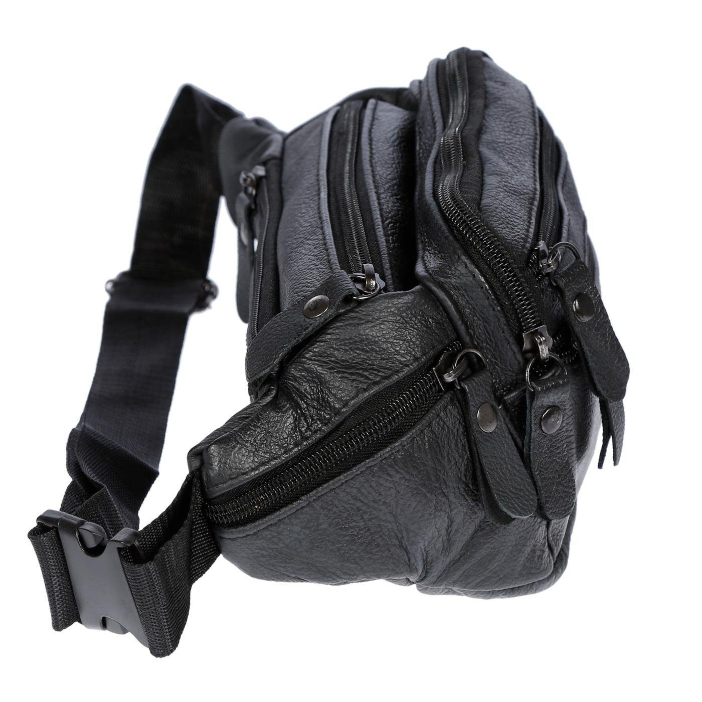 Christian Wippermann Bauchtasche Leder Bauchtasche für Herren Damen Schwarz Braun (1 tlg), Waistbag Hüfttasche Waist Bag