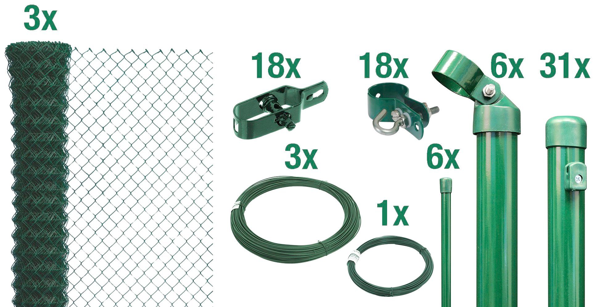 Alberts Maschendrahtzaun, (Set), 150 cm hoch, 75 m, grün beschichtet