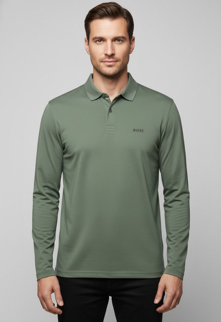 BOSS GREEN Langarm-Poloshirt Pirol Langarm, regular fit, Logo-Stickerei günstig online kaufen