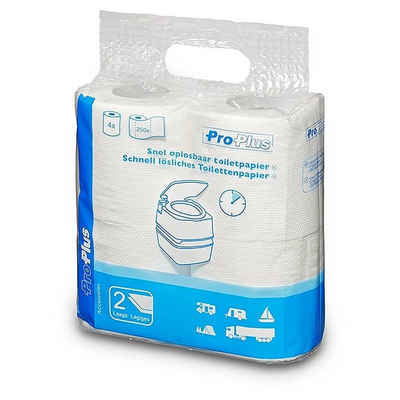 ProPlus Toilettenpapier (4-St), schnell lösbares Toilettenpapier für Campingtoiletten, 2-Lagig