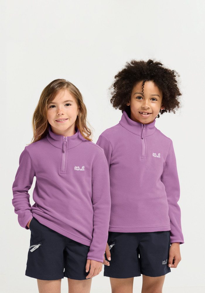 Jack Wolfskin Stehkragenpullover TAUNUS 100 HZ K Kinder-Fleecepullover, Halfzip-Reißverschluss, Stehkragen