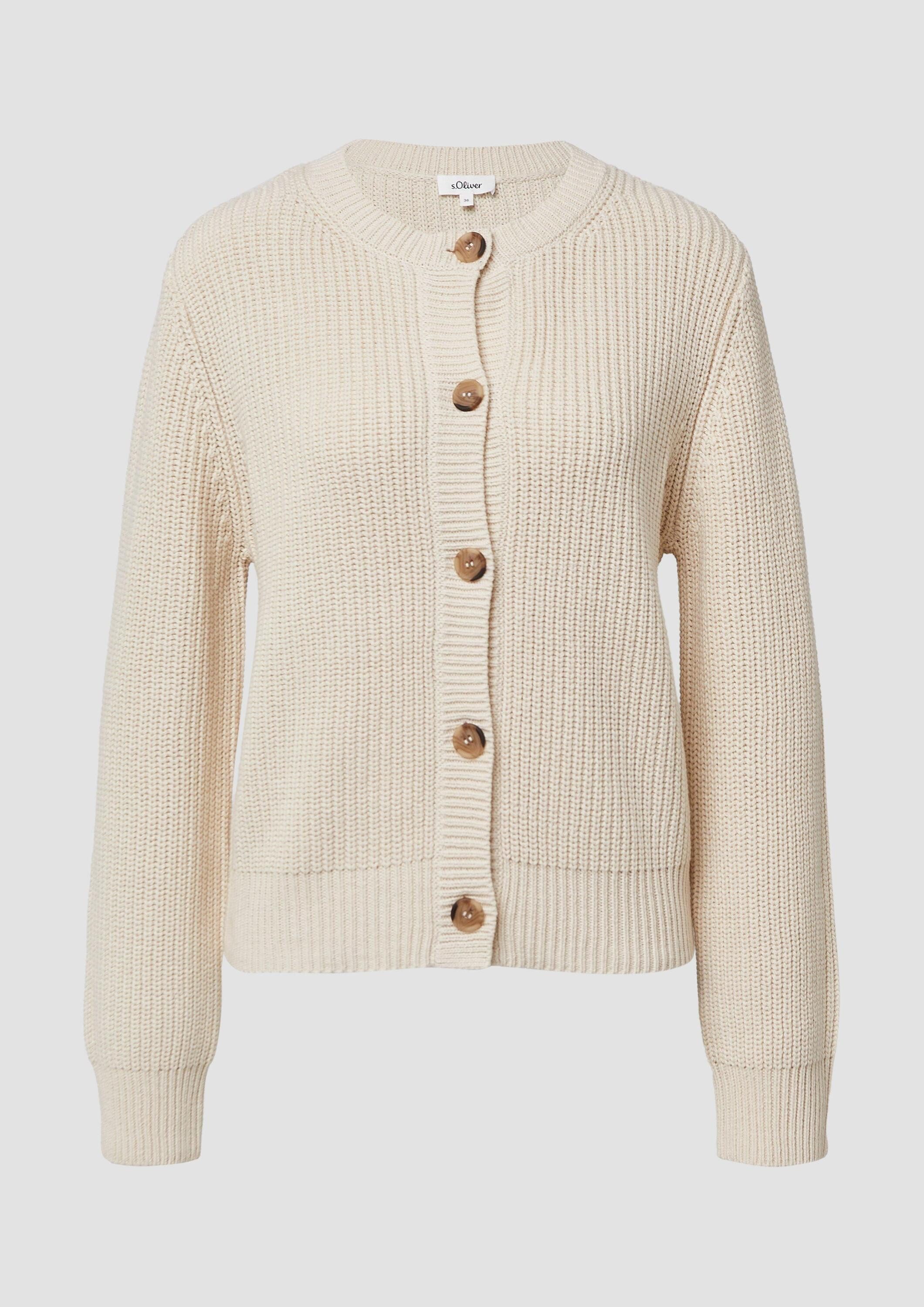 s.Oliver Cardigan Strickjacke Cardigan aus Baumwollmix in Ripp-Optik