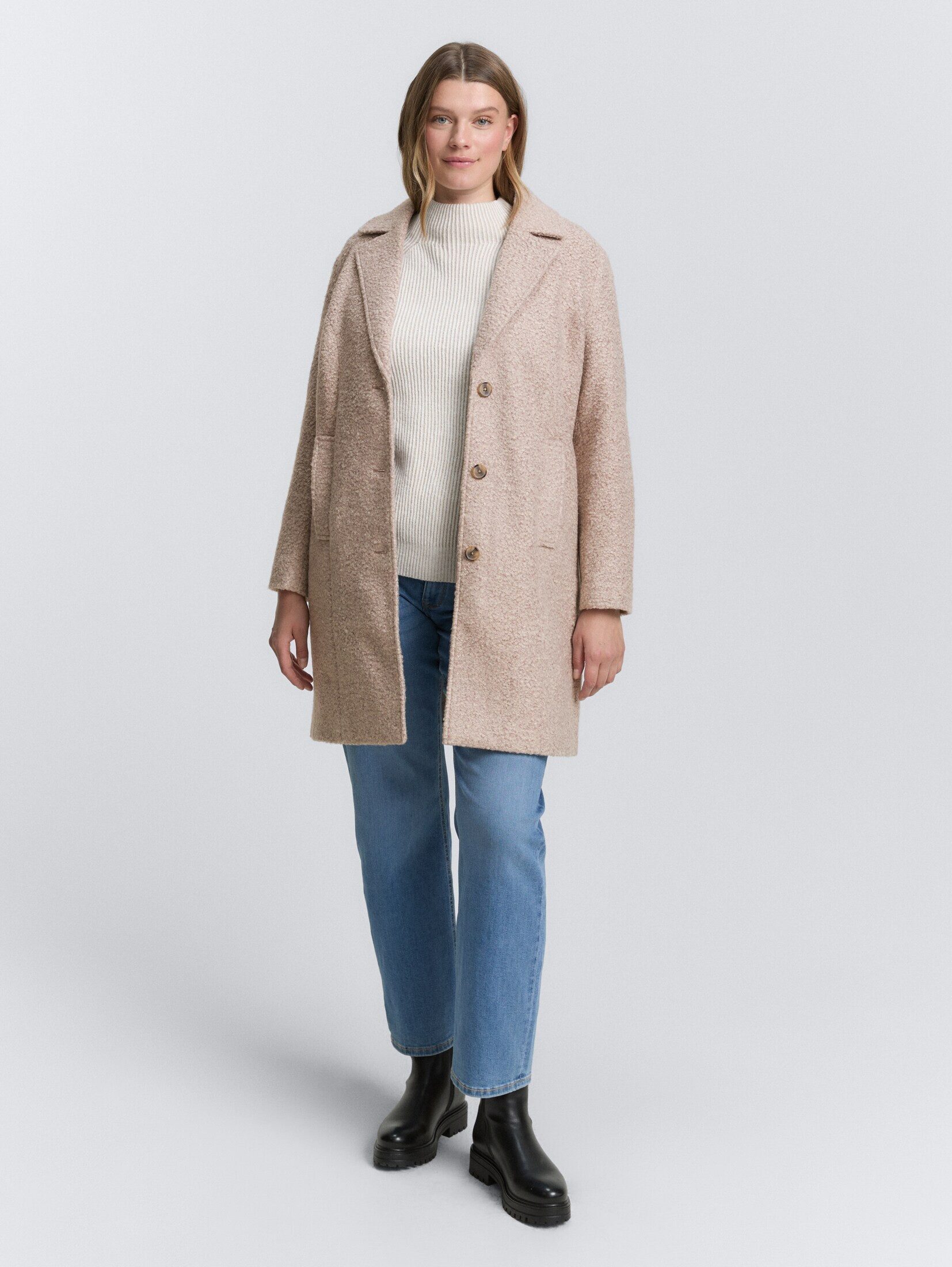 TOM TAILOR PLUS Kurzmantel Jacken Plus Size - Bouclé Mantel mit Reverskrage günstig online kaufen