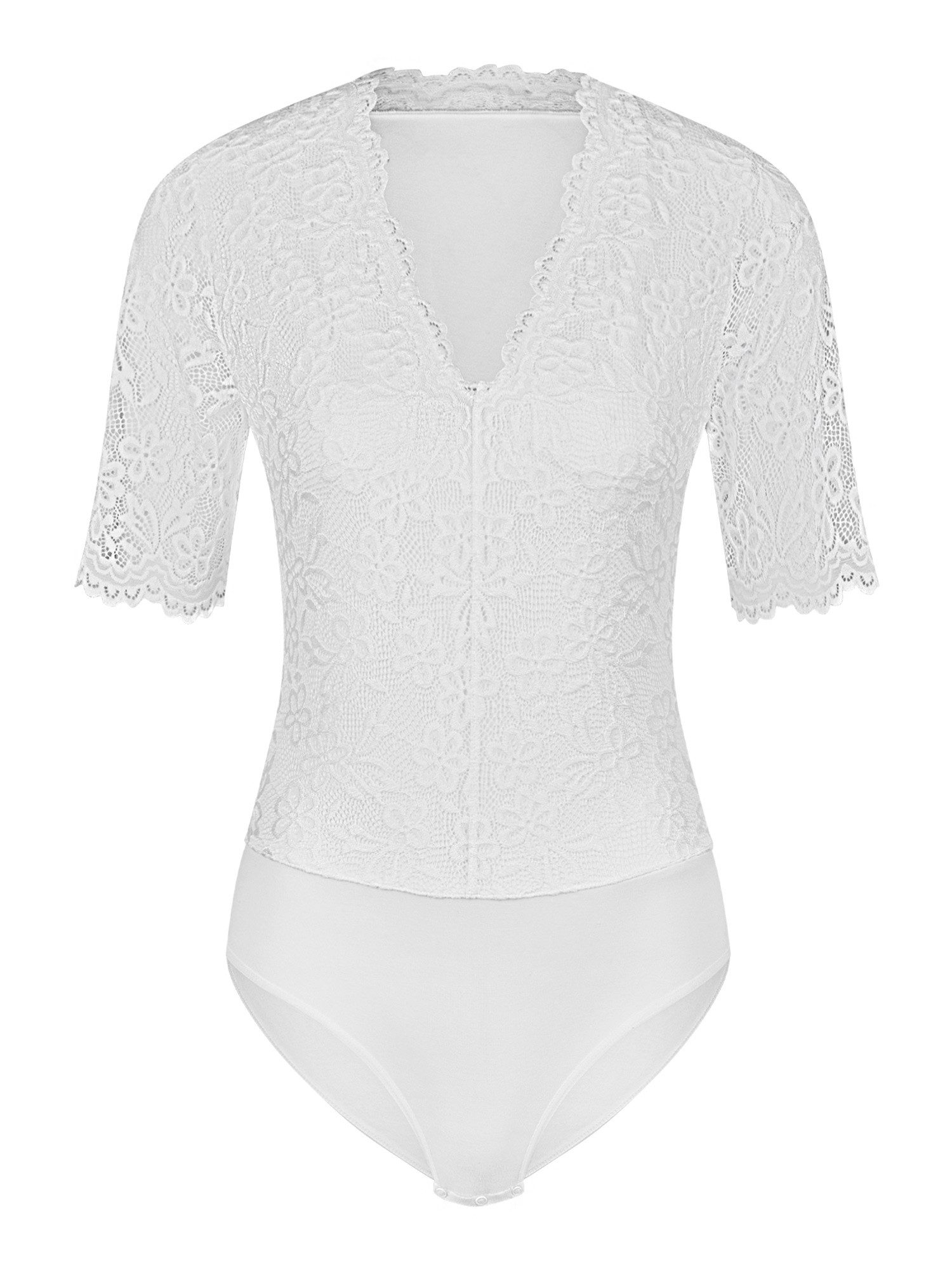 Nina Von C. Shirtbody Spitzen Body Trachtenbody Hanna (Stück, 1-tlg) leicht transparent, V-Ausschnitt