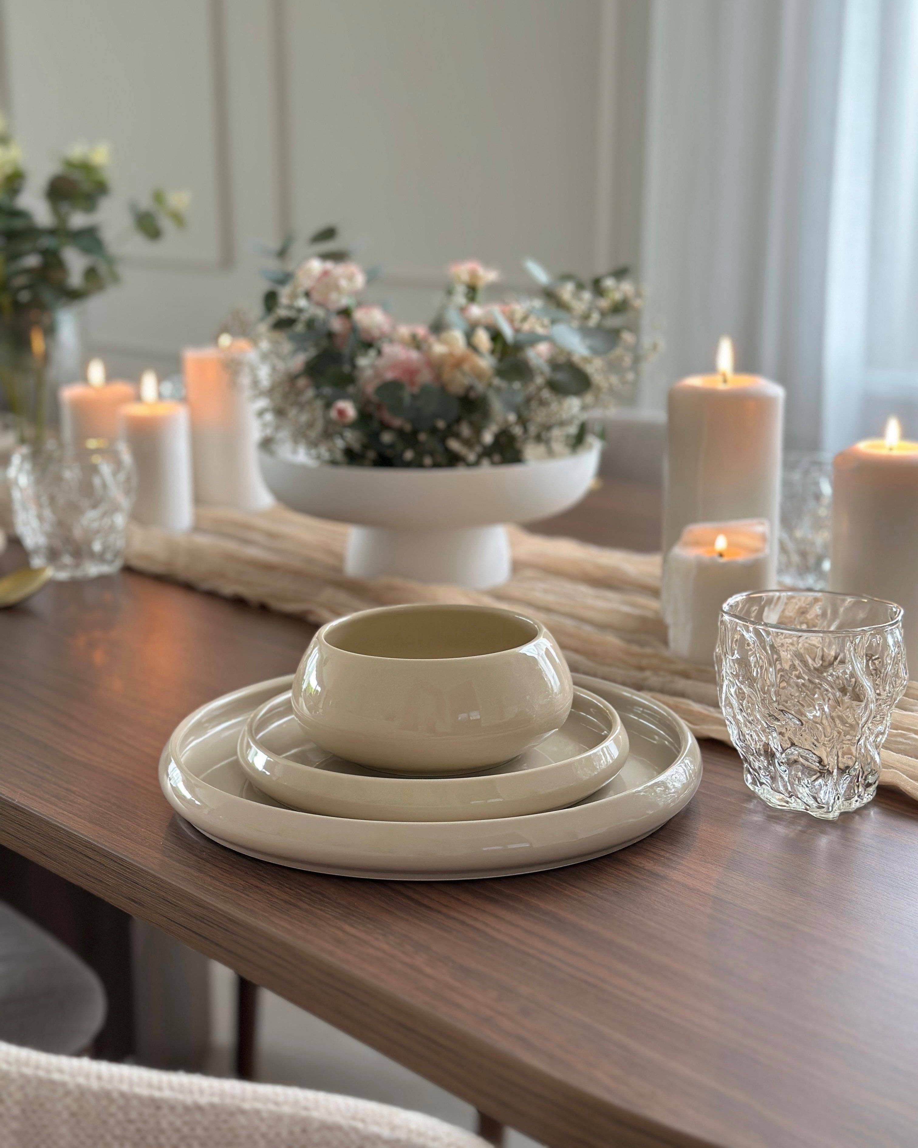 EKA Geschirr-Set Bondy Beige Teller-Set 25-teilig (25-tlg), Porzellan