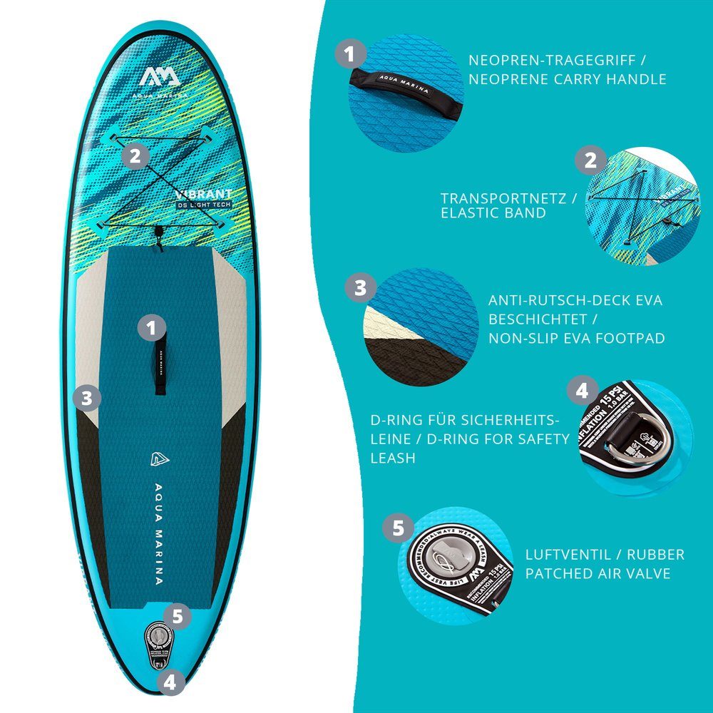 SUP-Board VIBRANT Marina Aufblasbares SUP (Set) Board, Aqua Inflatable Polyvinylchlorid (Pvc), aufblasbar