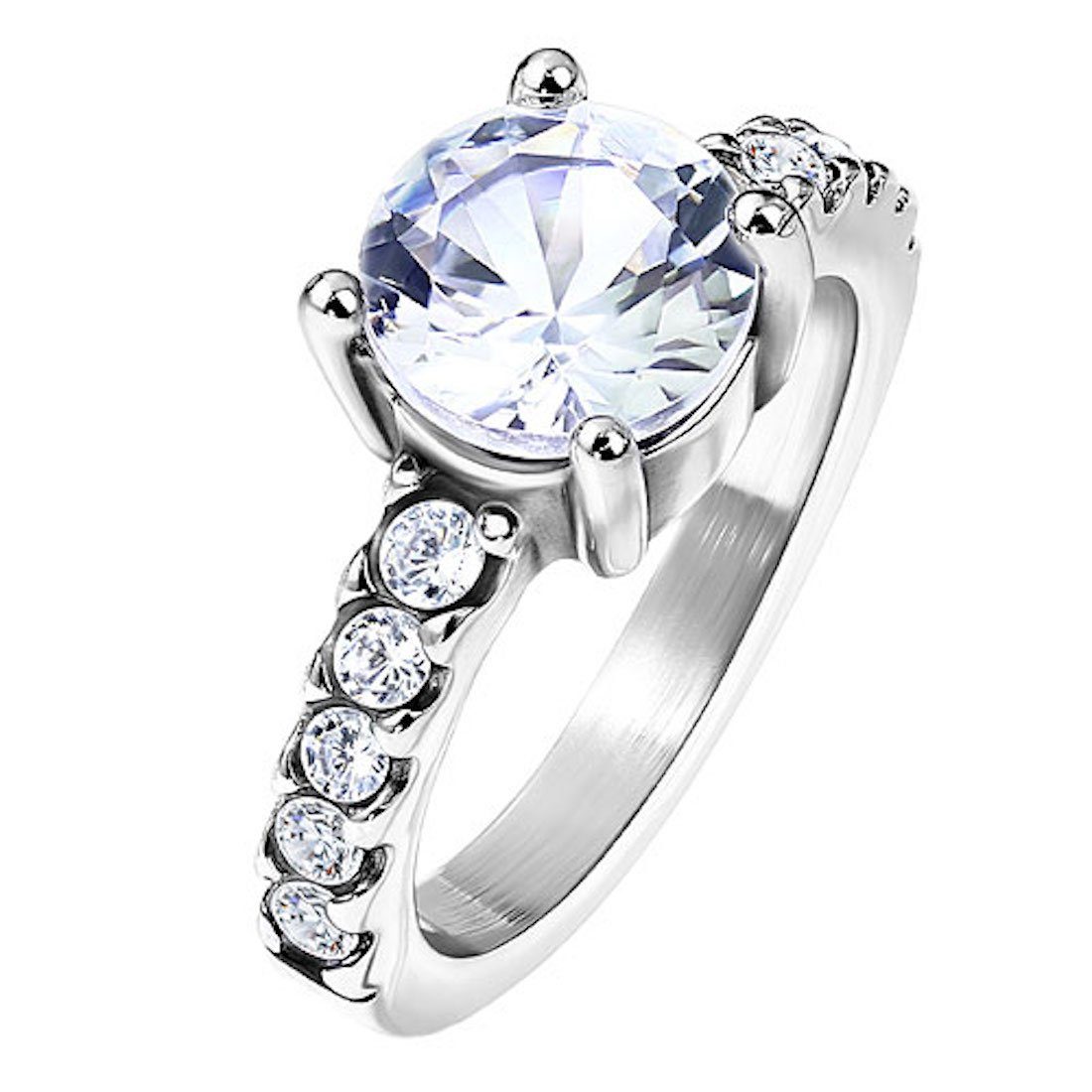 Taffstyle Fingerring Damen Verlobungsring Ehering Ring mit Kristallen, Zirk günstig online kaufen