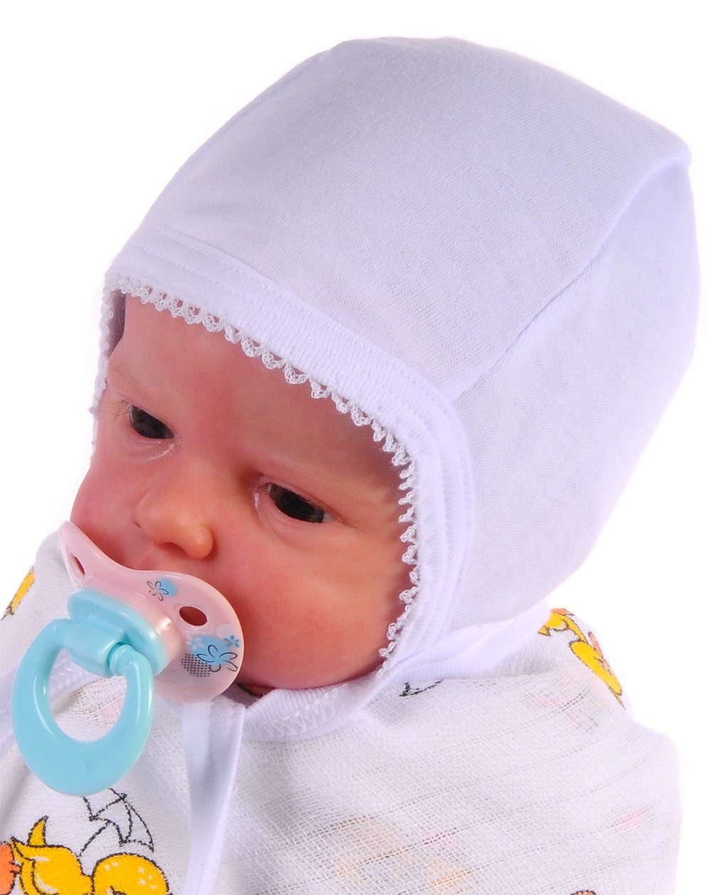 Erstlingsmütze Baby Mütze weiße Erstlingsmütze Haube Babymütze