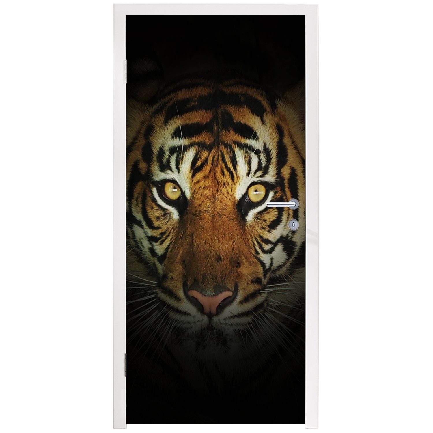 MuchoWow Türtapete Tiger - Licht Matt, bedruckt, Fototapete Augen, 75x205 cm - Türaufkleber, St), Tür, für (1