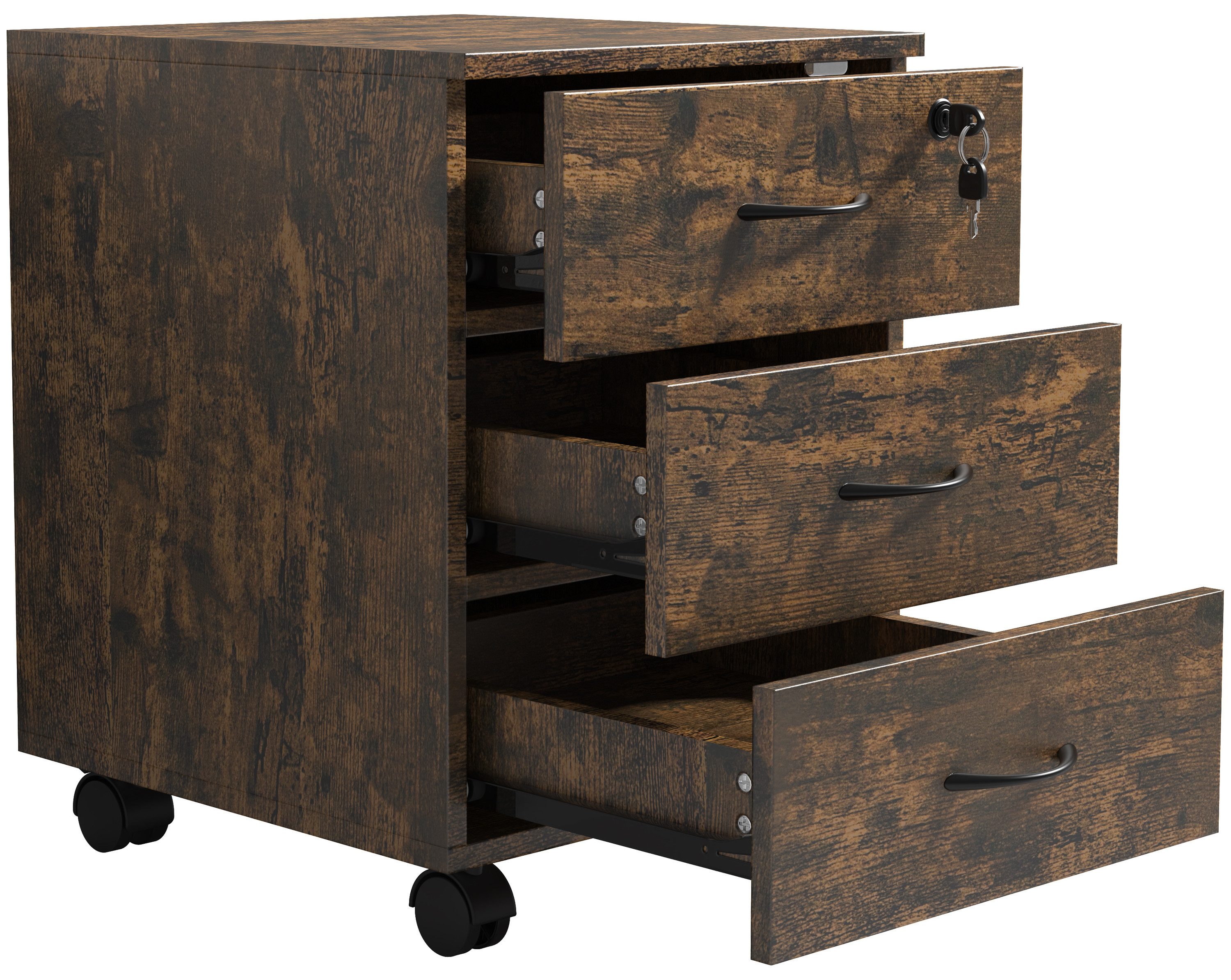 VCM Rollcontainer Holz Rollcontainer Büromöbel 3 Schubladen Baula L günstig online kaufen