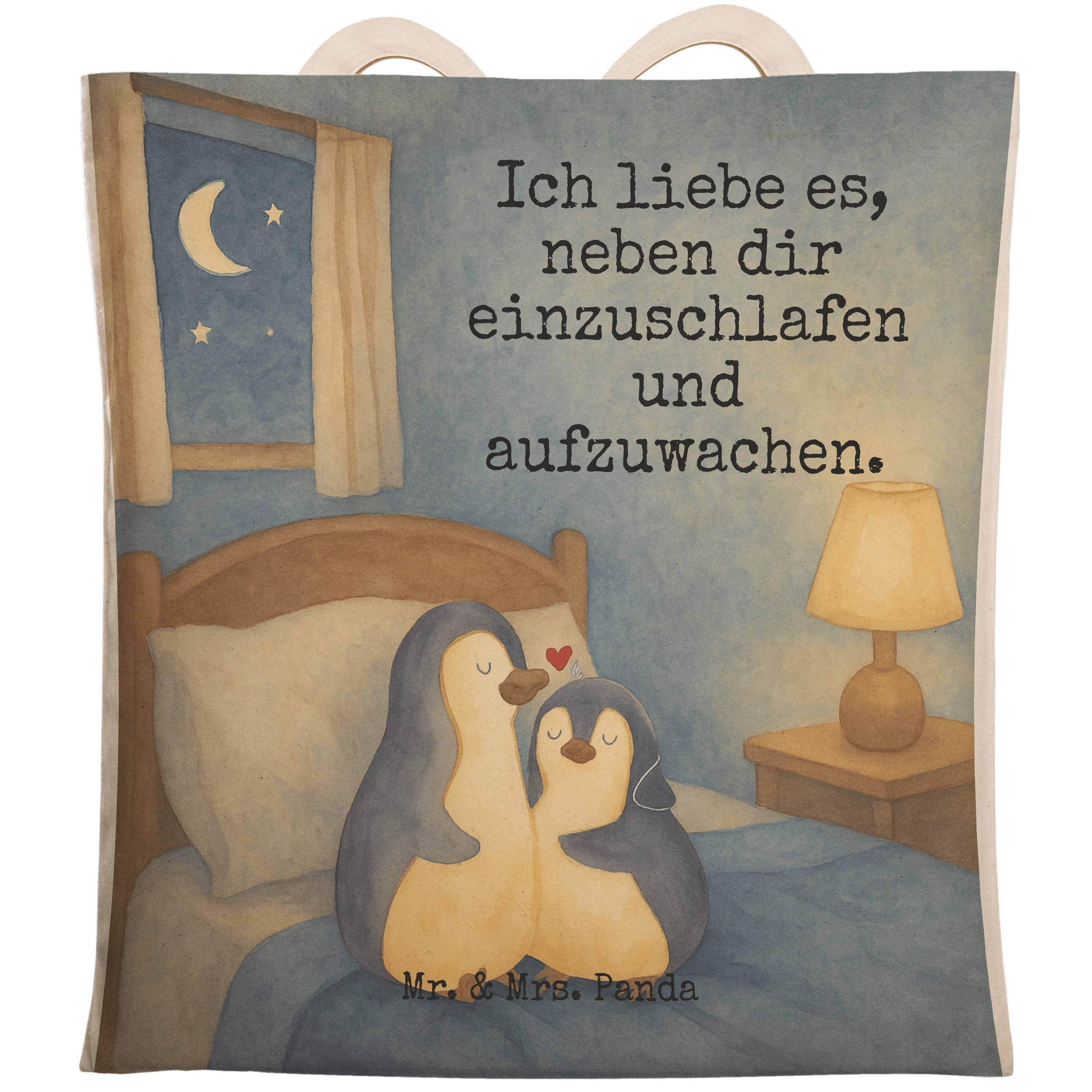 Tragetasche Pinguine Einschlafen Design, Stofftragetasche, Weiß, Freundin, Beutel