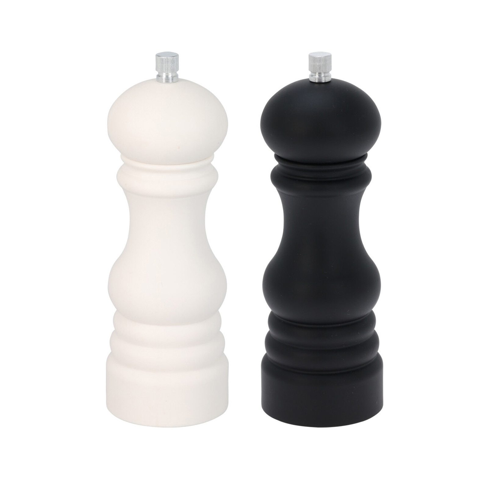 HAC24 Gewürzmühle 2er Set Salz Pfeffer Mühle Pfeffermühle Salzmühle manuell, aus Polystyrol Ø 6 x 17,5 cm Schwarz Weiß