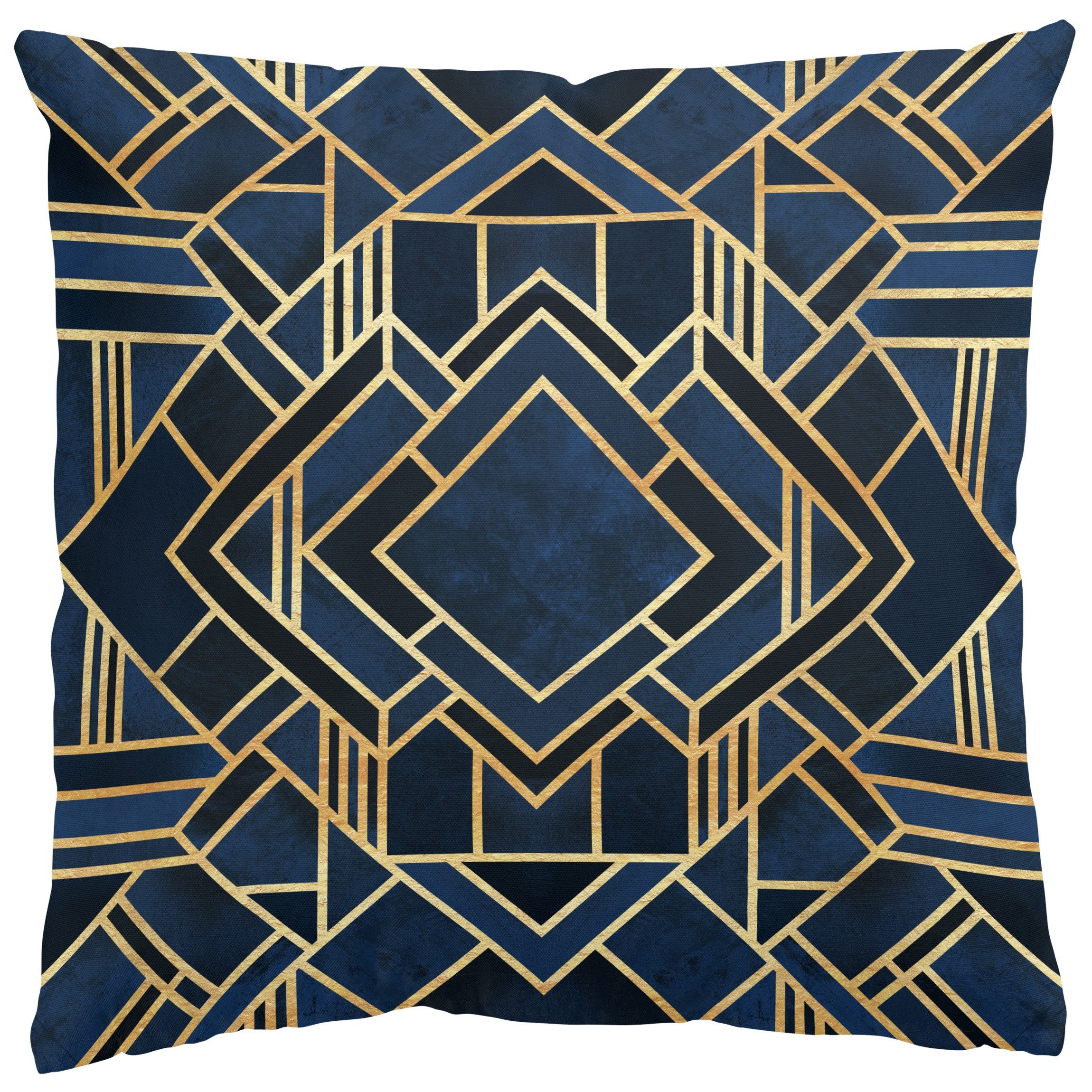 Bilderdepot24 Dekokissen drinnen / draußen Kissenhülle gold Muster Abstrakt, Bezug Aquarell mit / ohne Füllung Zierkissen Outdoor Sofa Bett