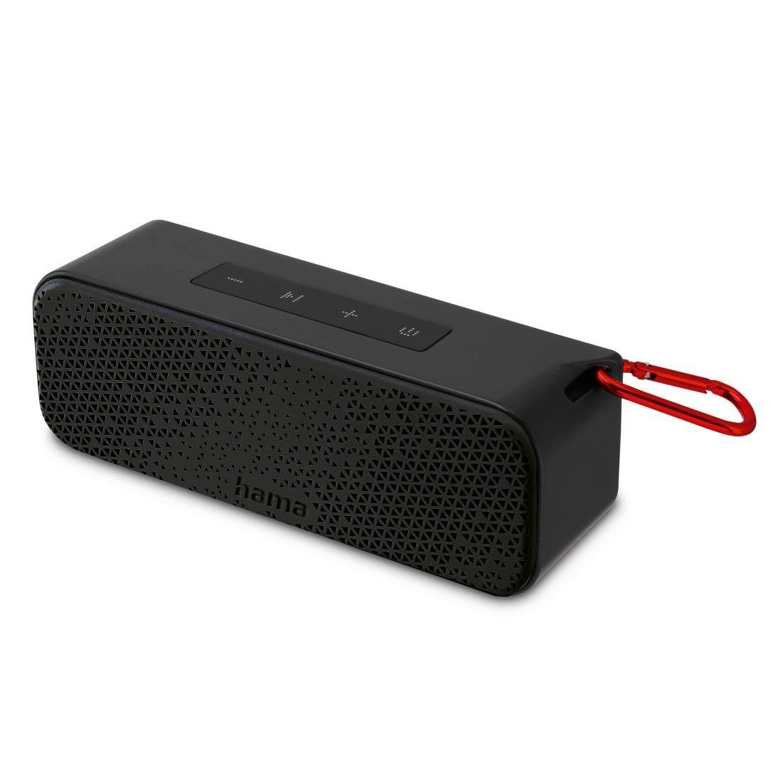 Hama Tragbare Bluetooth Box, 8 W, spritzwassergeschützt IPX4 Bluetooth-Lautsprecher (Outdoor-Musikbox mit Karabiner) schwarz