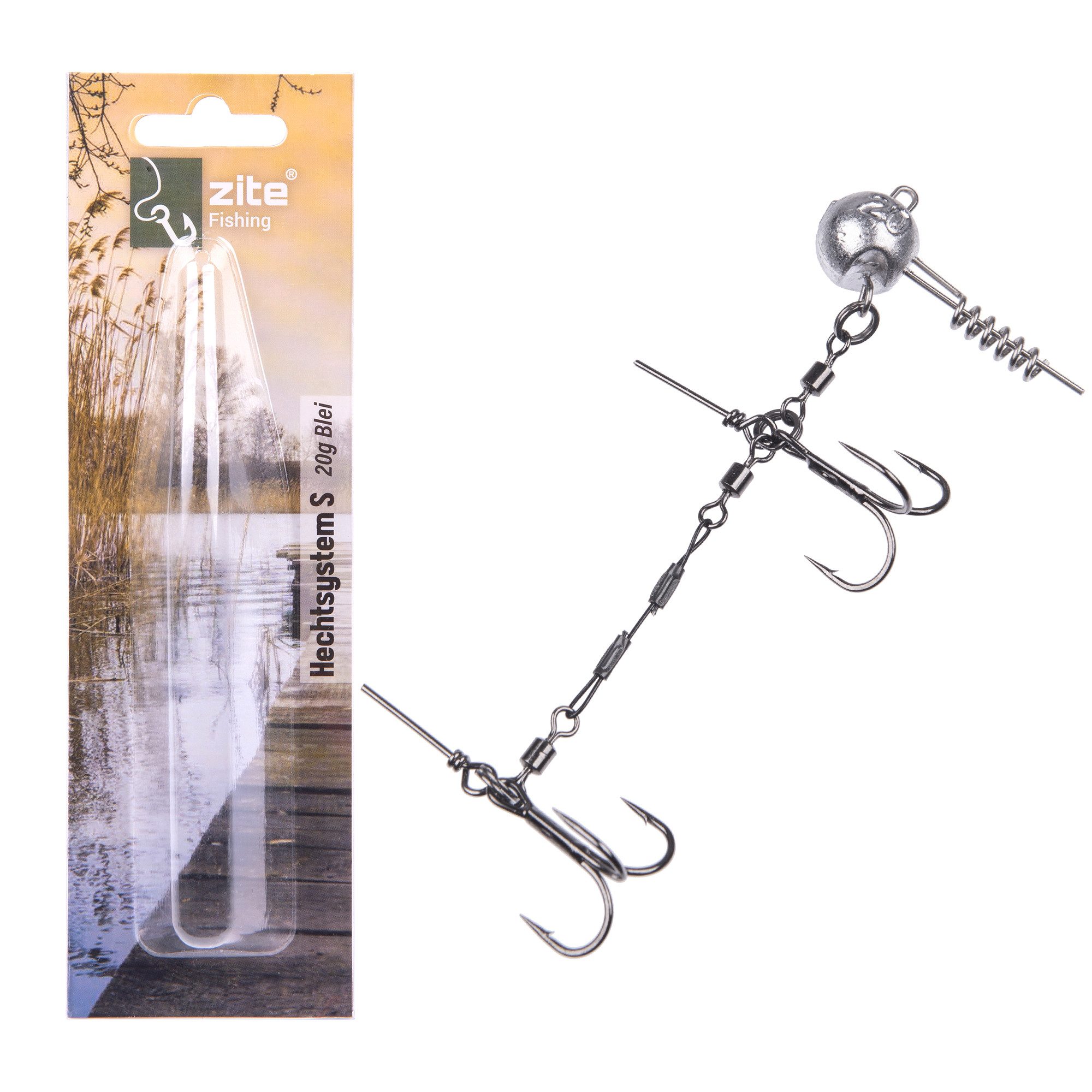 Drillingshaken Hechtsystem S 9 cm 5-20g Blei Gummifisch 15-20cm Angeln Fertigmontage
