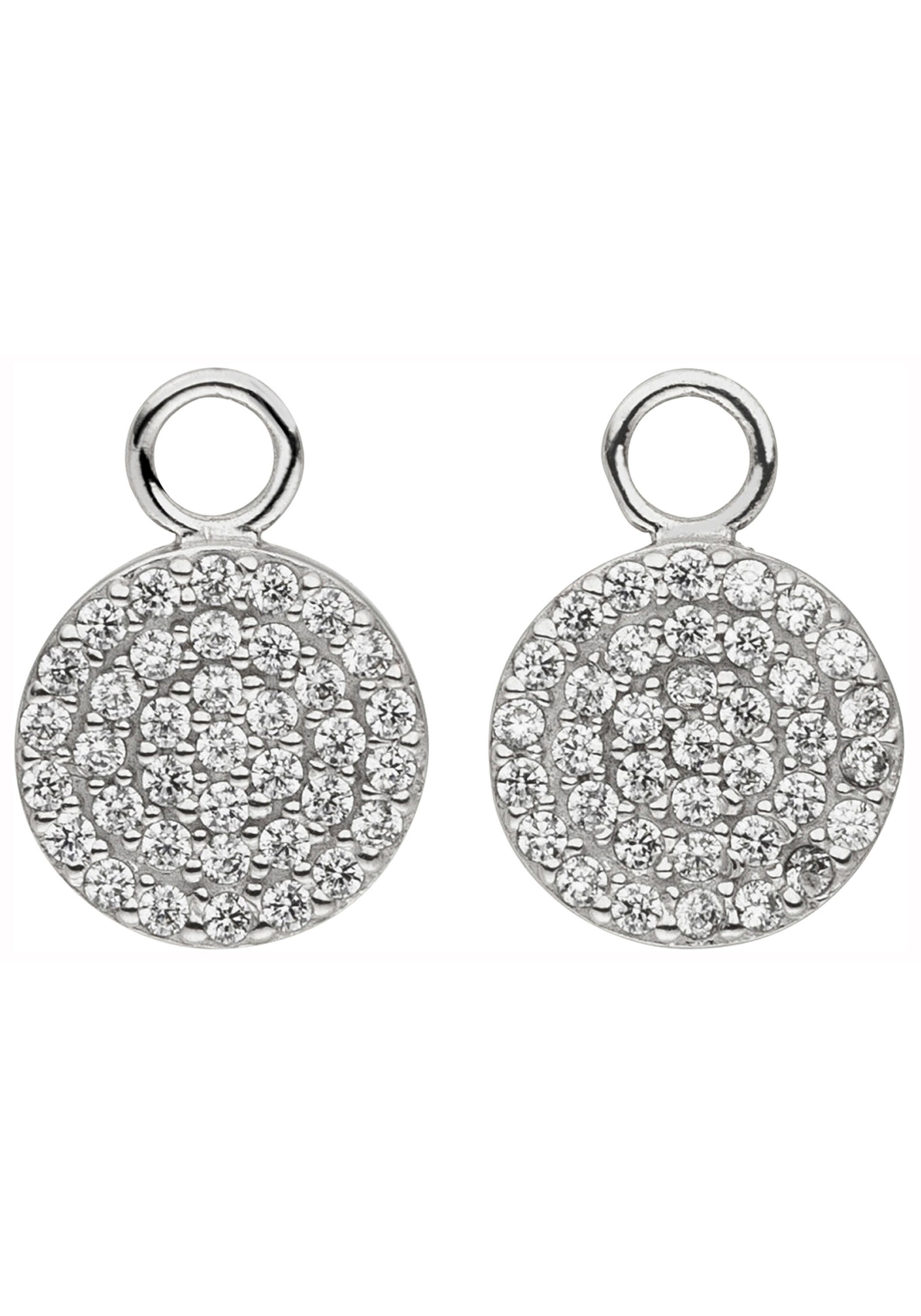 JOBO Paar Creolen, 925 Silber mit 74 Zir...