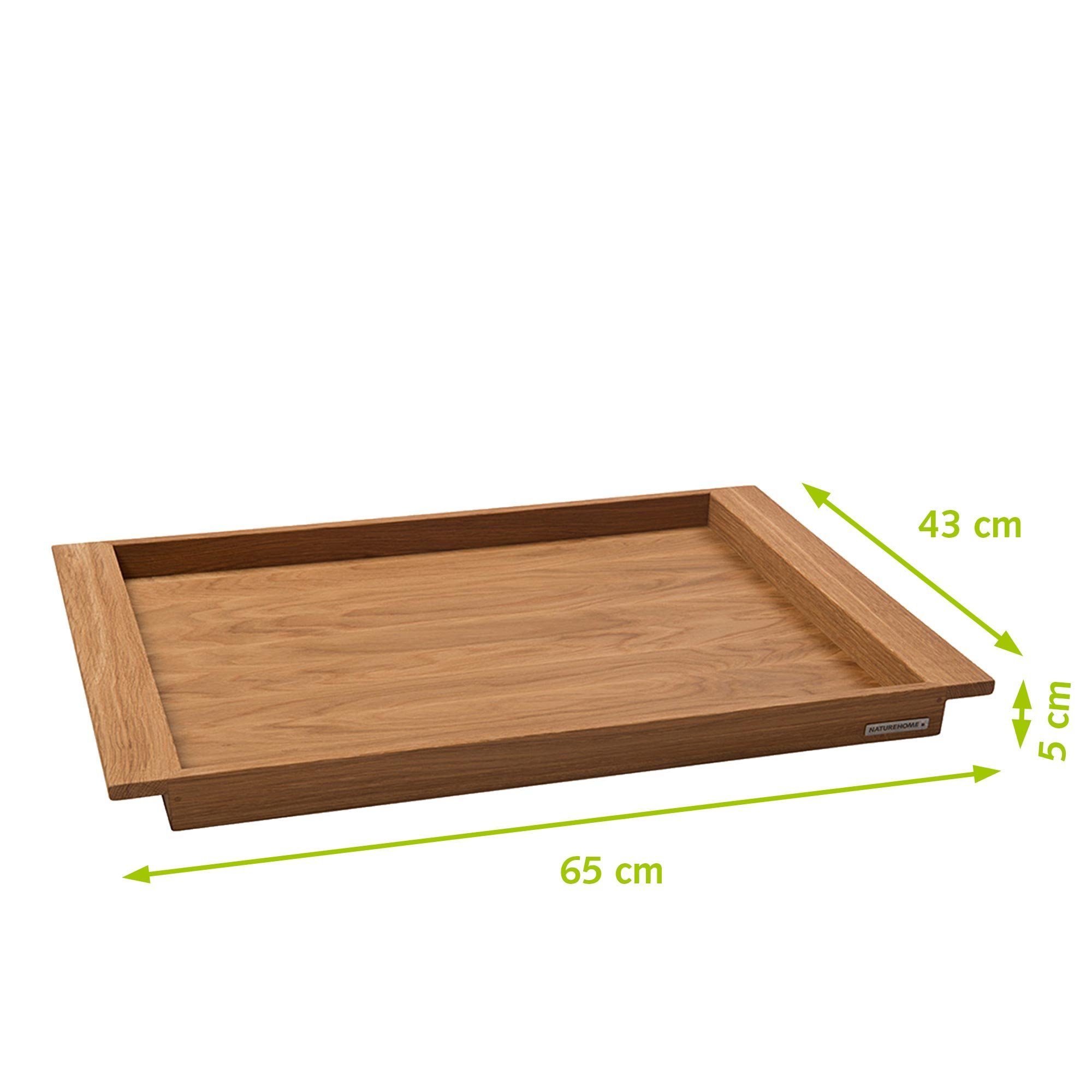 NATUREHOME 64x43x4 Größen, / Design-Arbeit / Nachhaltiges NH-E Holztablett Tablett cm), 55x36x4cm Handarbeit, Eichenholz, Eiche Massivholz, (44x28x4cm versch.