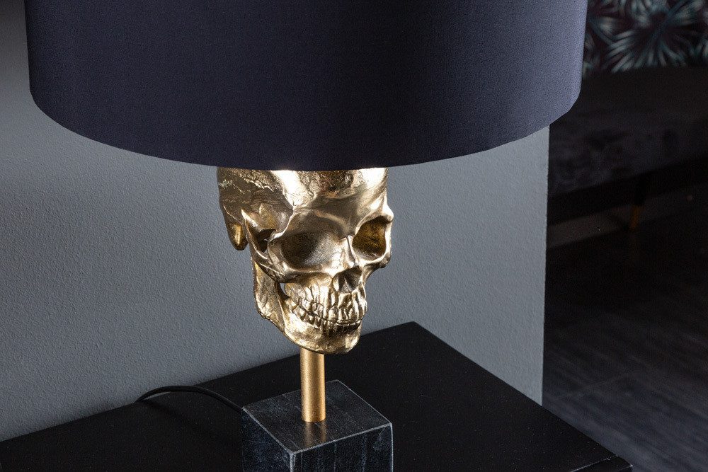 riess-ambiente Tischleuchte SKULL 56cm schwarz / gold, Ein-/Ausschalter, ohne Leuchtmittel, Wohnzimmer · Marmor · Metall · Totenkopf · Modern Design – Bild 4 von 5