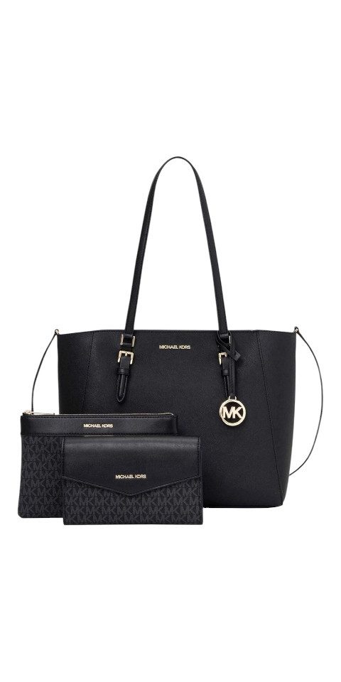 MICHAEL KORS Handtasche Michael Kors Charlotte Large 3in1 Handtasche Saffiano-Leder Schwarz