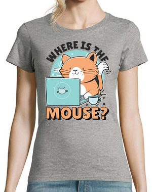 Youth Designz T-Shirt Where Is The Mouse? Damen Shirt mit lustigem Logo Aufdruck